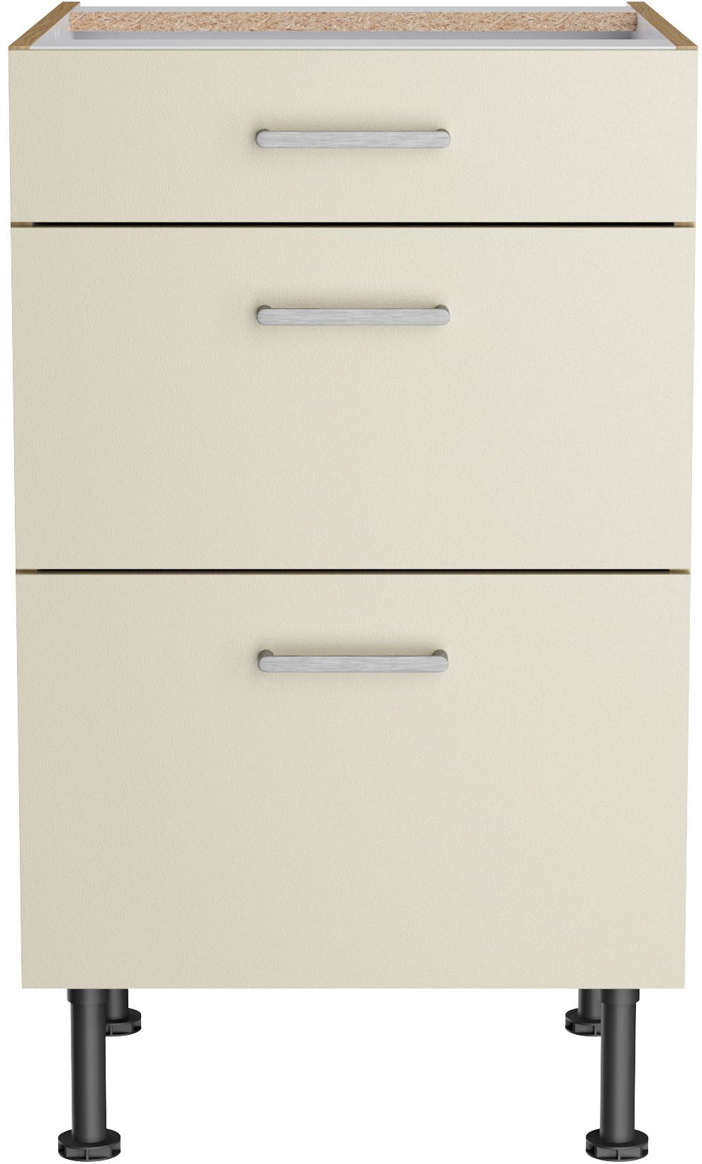 KOCHSTATION Unterschrank KS-Lucy Breite 50 cm, 1 Schubkasten, 2 Auszügen, Soft-Close, verstellb. Füße