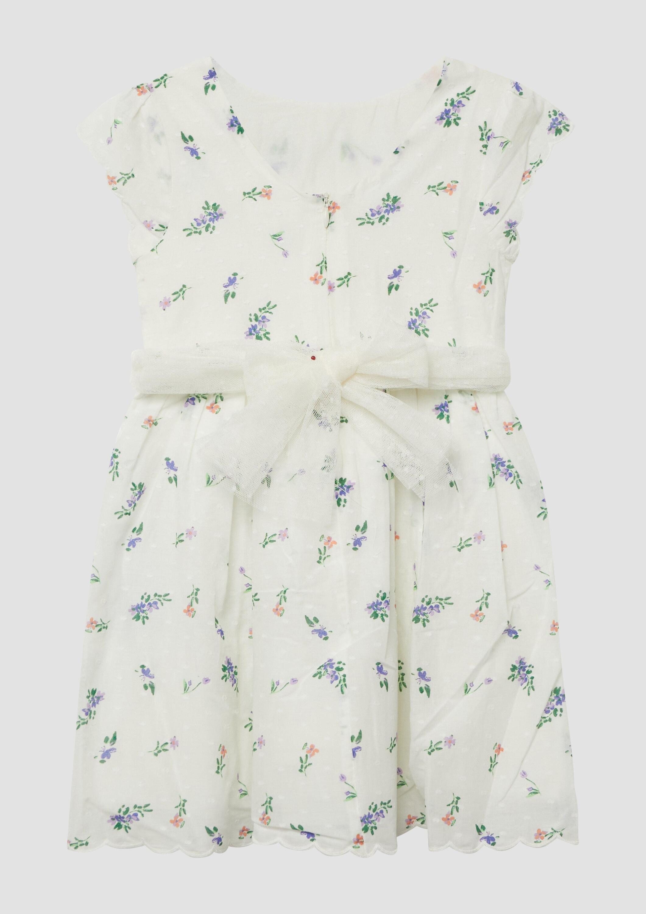 s.Oliver Minikleid Kleid Gemustertes Kleid mit Flügelärmeln und Bindegürtel