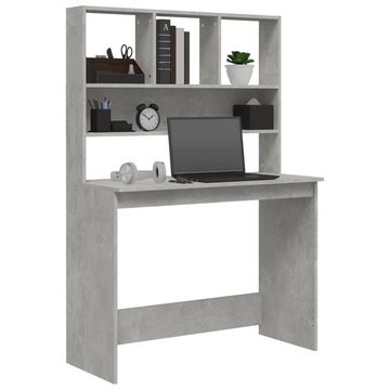 furnicato Schreibtisch mit Regal Betongrau 102x45x148 cm Holzwerkstoff