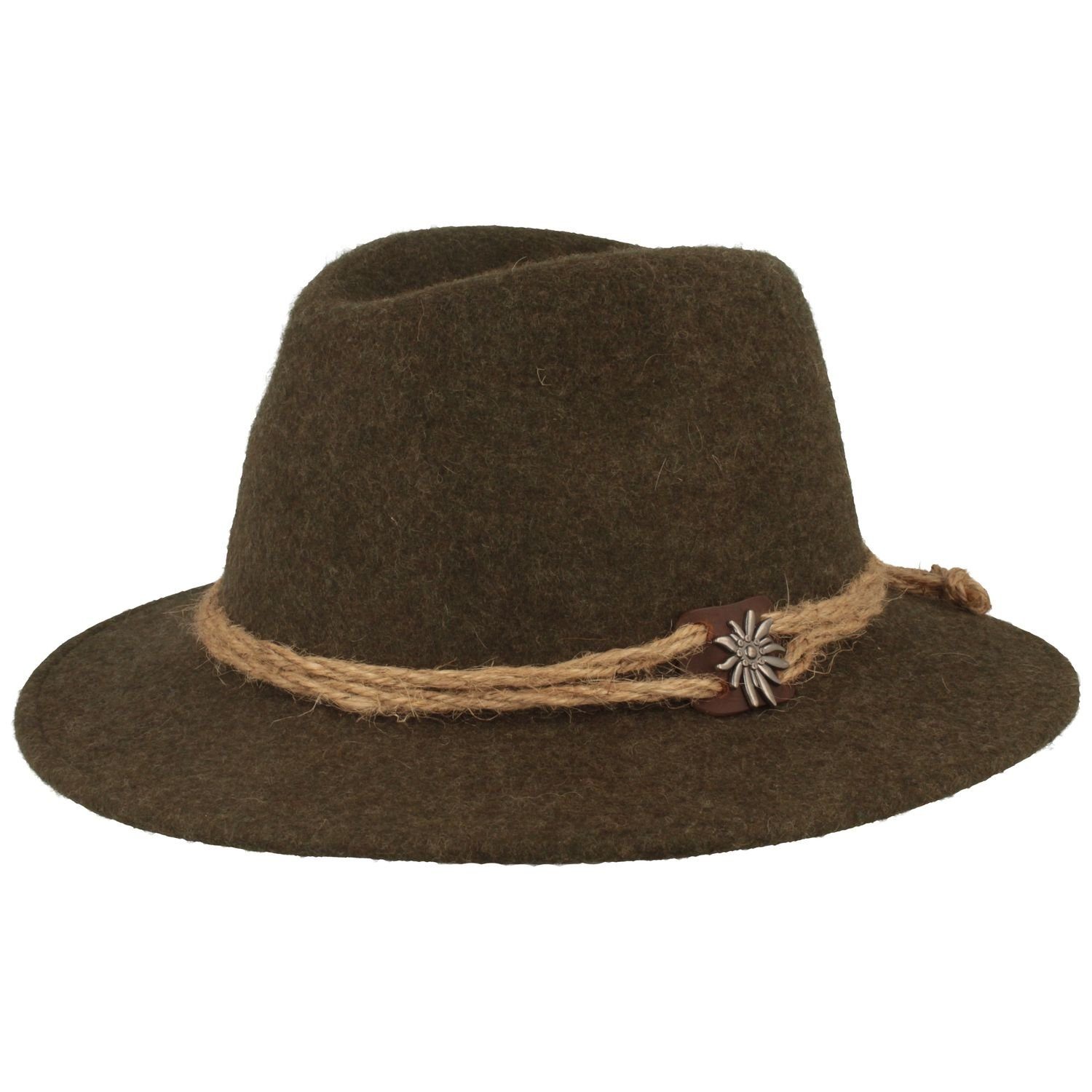 Breiter Filzhut Traveller Tiroler-Art mit breiter Krempe günstig online kaufen