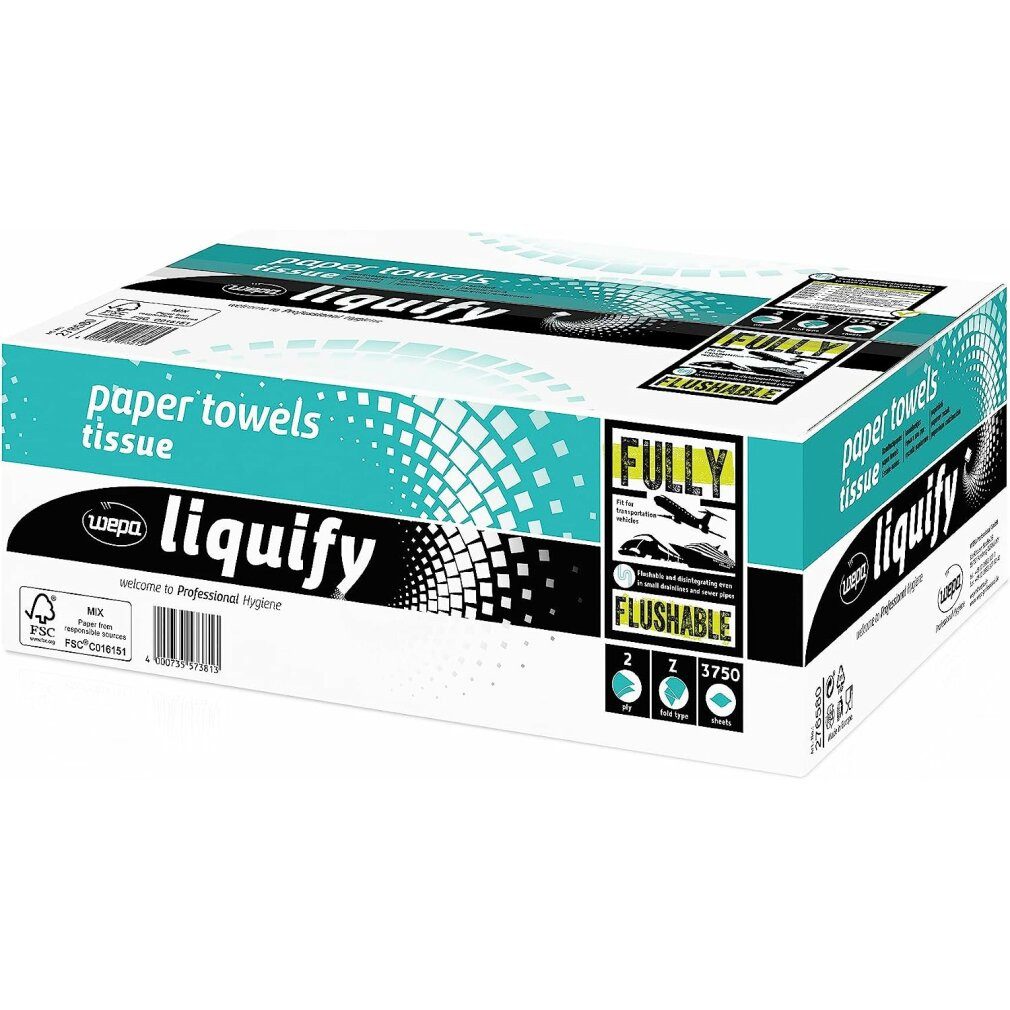 WEPA Papiertaschentücher Papierhandtücher liquify Interfold-Falzung 2-lagig 3.750 Tücher
