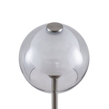 Lucande Stehlampe Kaiya, Leuchtmittel nicht inklusive, Modern, Eisen, Glas, nickel, weiß, rauchgrau, 1 flammig, E27