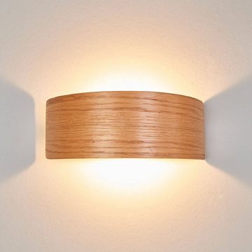 Lindby Wandleuchte Rafailia, LED-Leuchtmittel fest verbaut, warmweiß, Modern, Holz, Metall, holz dunkel, inkl. Leuchtmittel, Holz