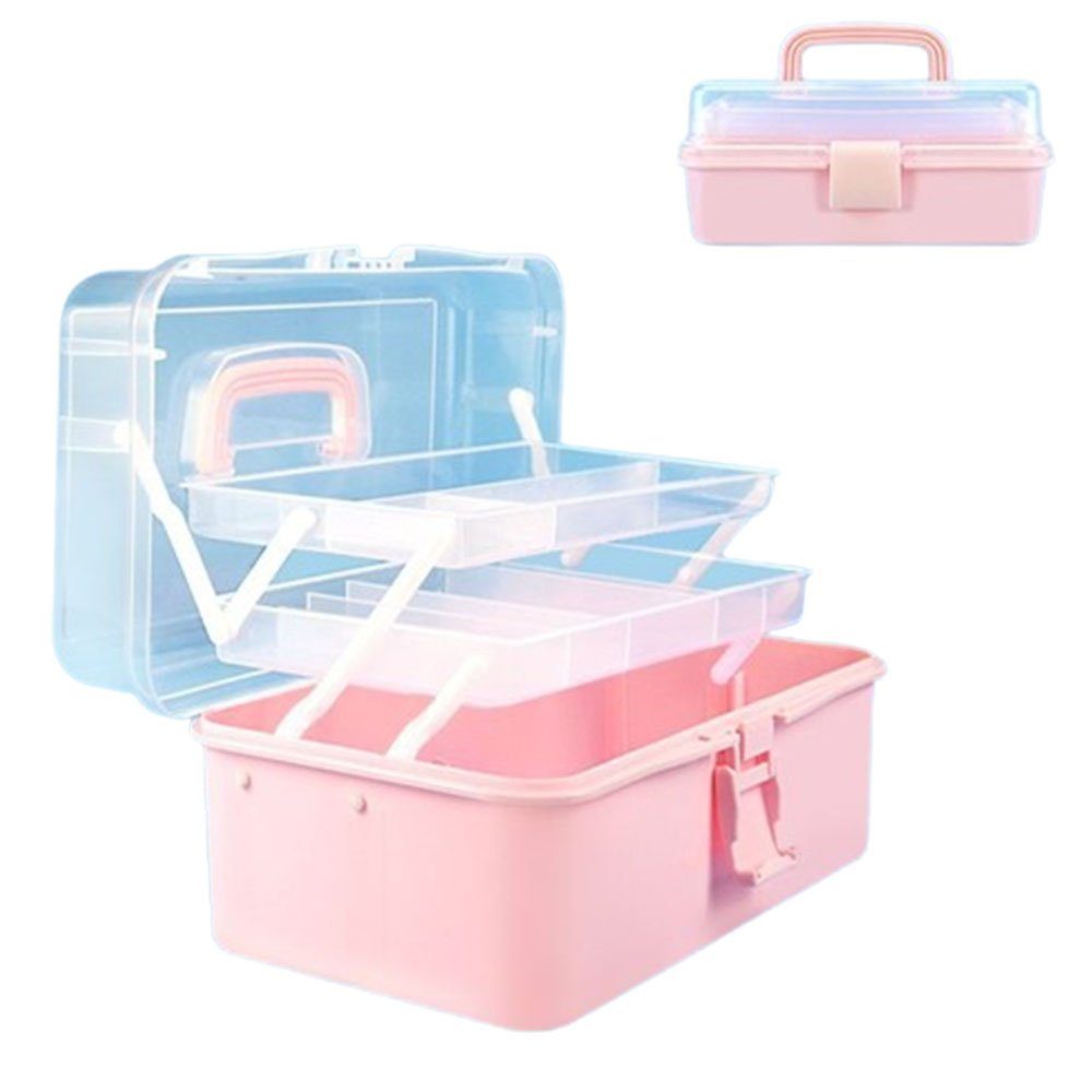 HIBNOPN Aufbewahrungskorb Craft Organizer und Aufbewahrungsbox31 cm 3-lagig rosa durchscheinende