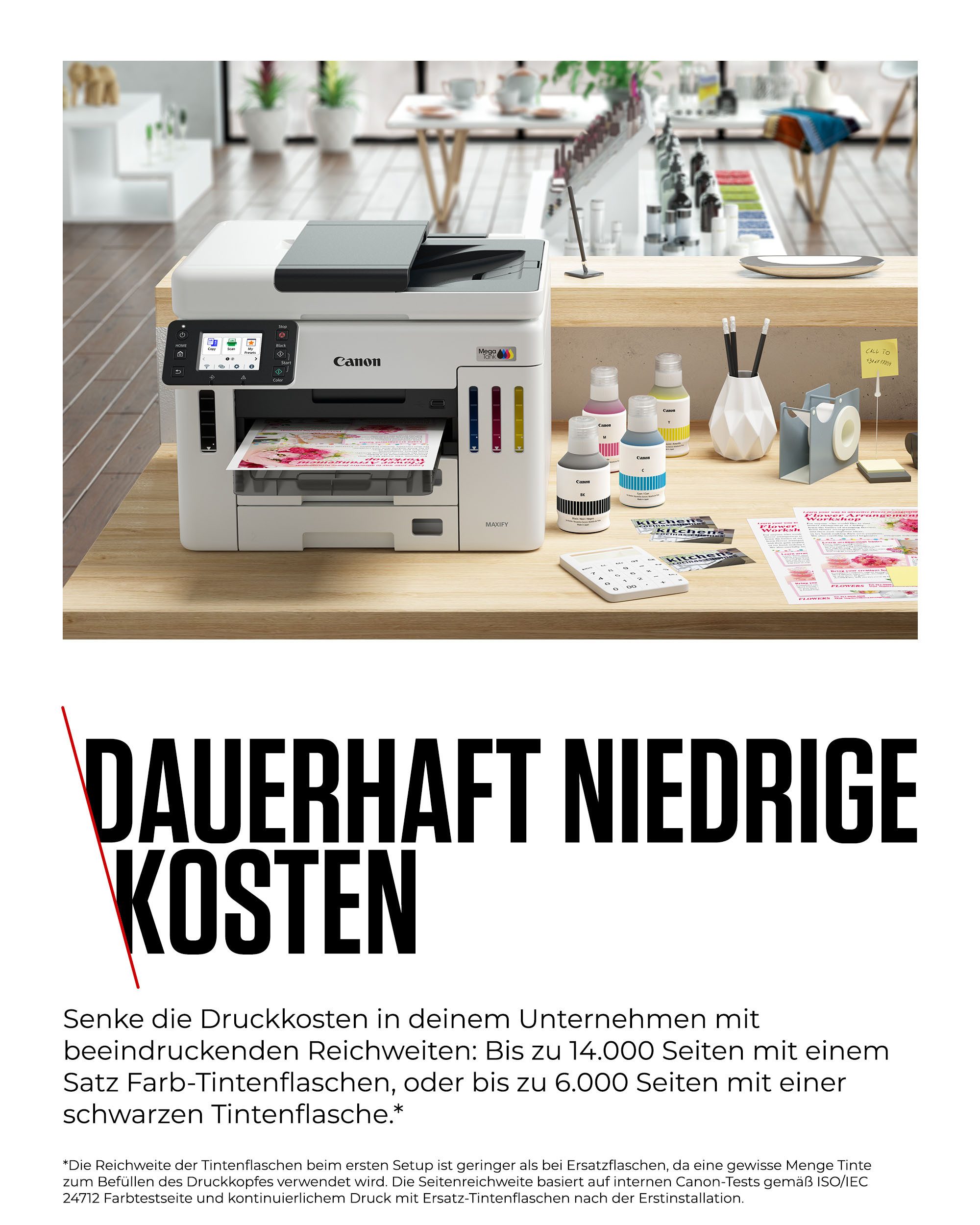 Canon MAXIFY GX7150 Multifunktionsdrucker, (LAN (Ethernet), WLAN (Wi-Fi), 4in1 Tintenstrahl-Multifunktionsgerät mit ADF / niedrigen Druckkosten)