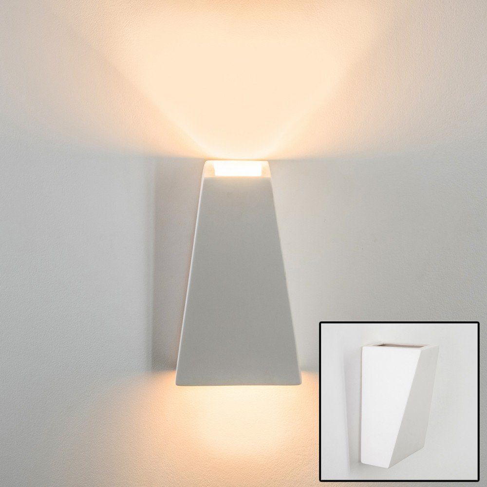 hofstein Wandleuchte »Carenno« Wandlampe aus Keramik in Weiß, ohne Leuchtmittel, mit Up & Down-Effekt, E27, mit handelsüblichen Farben bemalbar