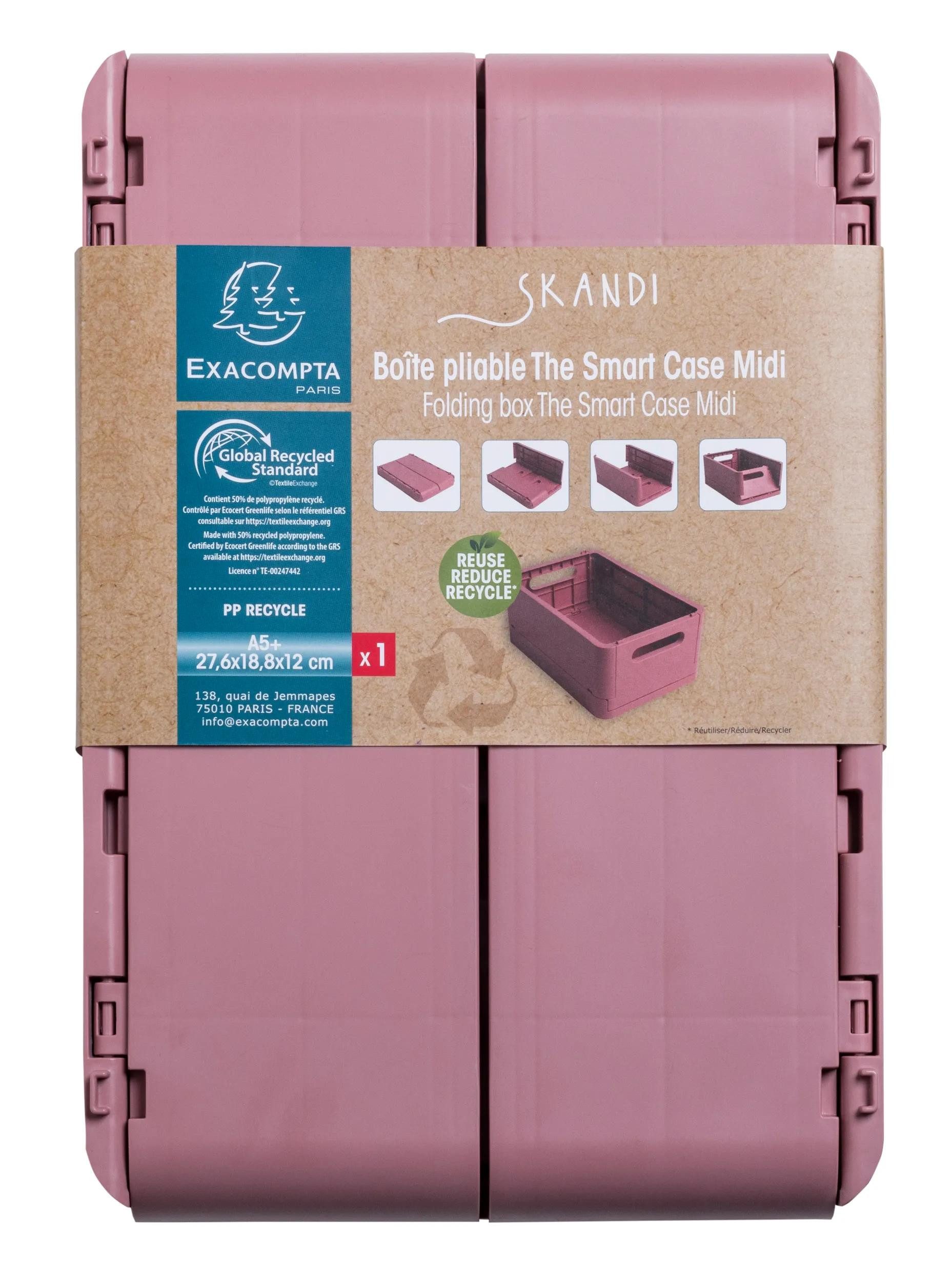 EXACOMPTA Schubladenbox 4x The Smart Case klappbare Midi-Box A5 mittlere Größe Altrosa 27138D, Ablageboxen