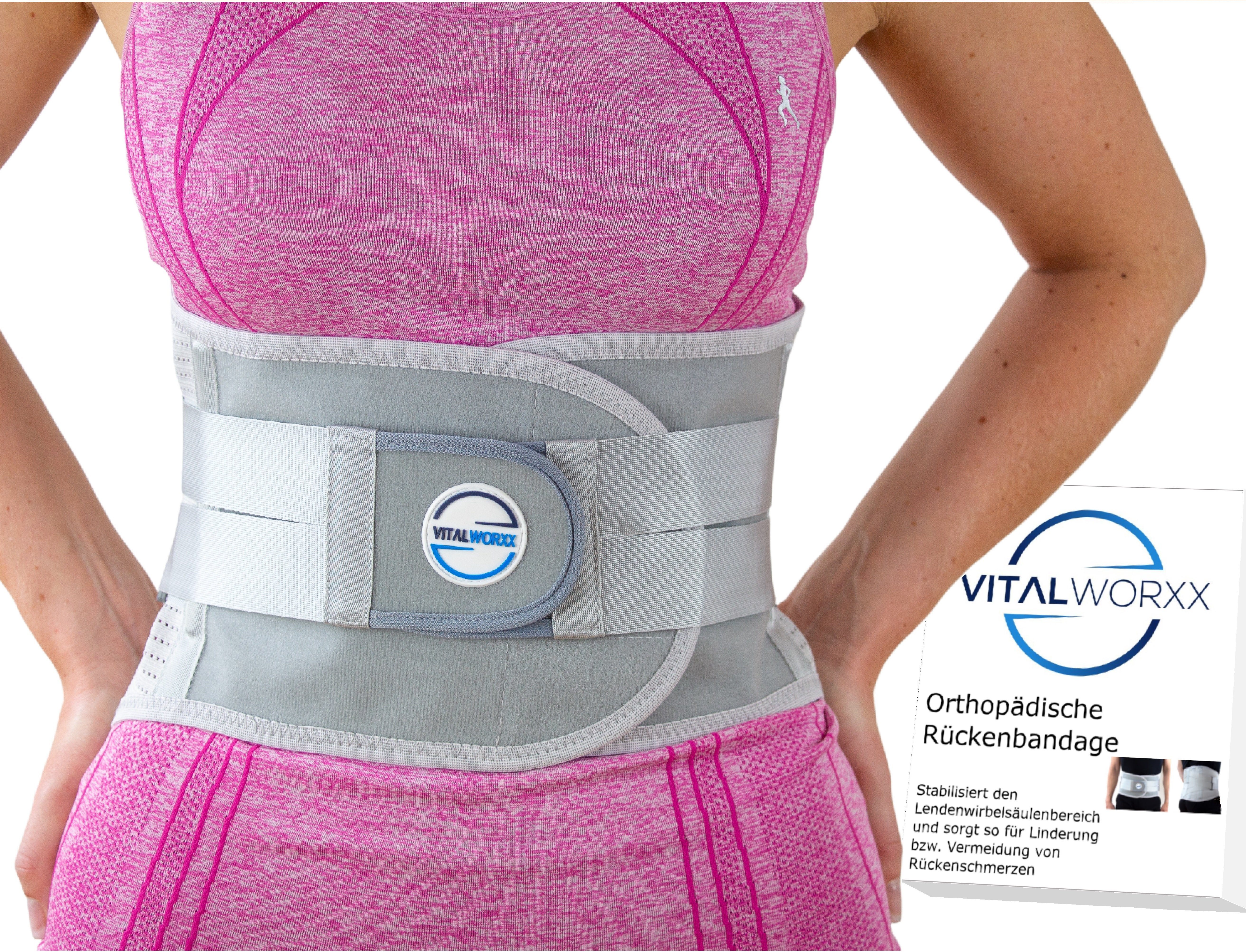 VITALWORXX Rücken Stützgürtel mit Doppelzugsystem - präzise einstellbare Stützwirkung