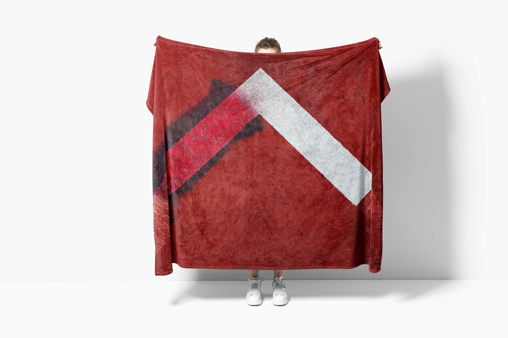 Baumwolle-Polyester-Mix Fotomotiv Auffa, Handtuch Handtücher (1-St), Kunstvoll Sinus Handtuch Rot Kuscheldecke mit Abstrakt Art Saunatuch Strandhandtuch