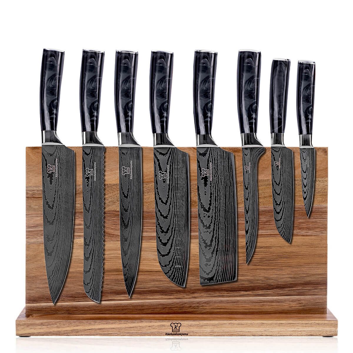 Küchenkompane Ножи-Set Ножиset mit magnetischem Ножиblock - 8-teiliges Küchenmesser Set (2-tlg)