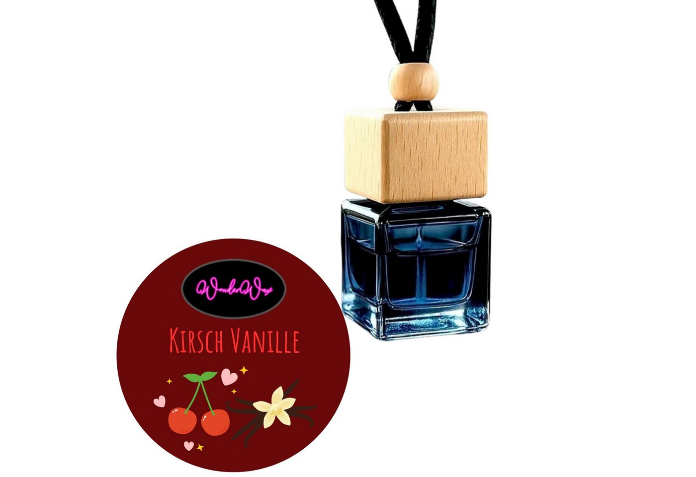 WonderWax Raumduft WonderWax® Auto Duft Quadrat Schwarz braun 8 ml, (Kirsch Vanille), Duftrichtung: Kirsch Vanille