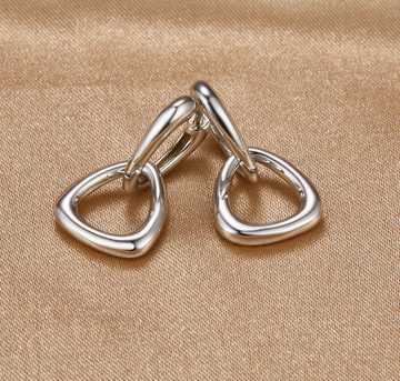 Schöner-SD Paar Creolen 3-eckige Ohrringe Triangel mit Einhänger Anhänger Dreieck hängend (4-tlg), 925 Silber, Silberohrringe, Hänger