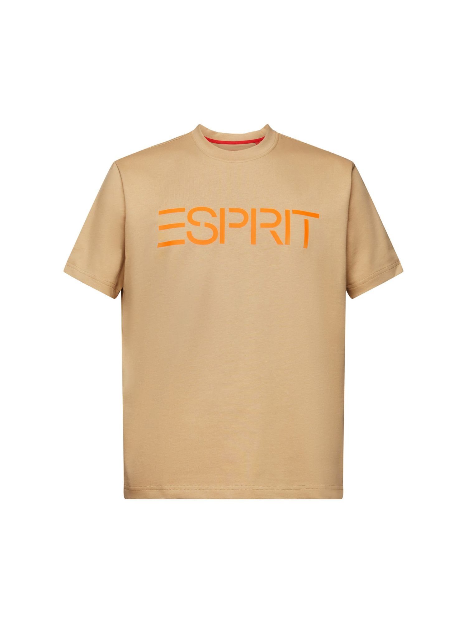 Esprit T-Shirt Unisex Logo-T-Shirt aus (1-tlg) Baumwolljersey BEIGE SKIN
