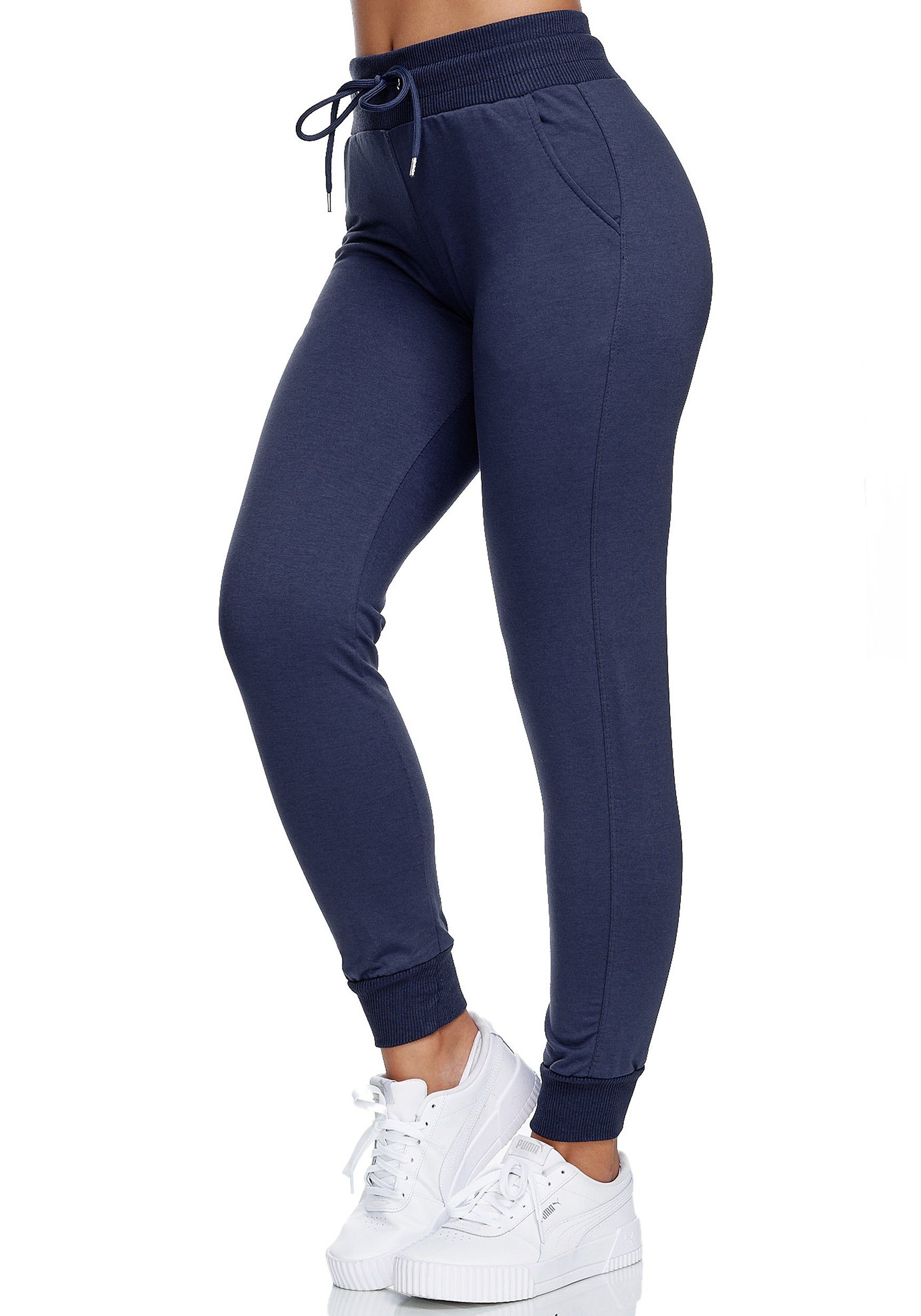 JEEL Damen Navy Baumwolle, Jogginghose Sweathose Slim Lycra, Fit (1-tlg)