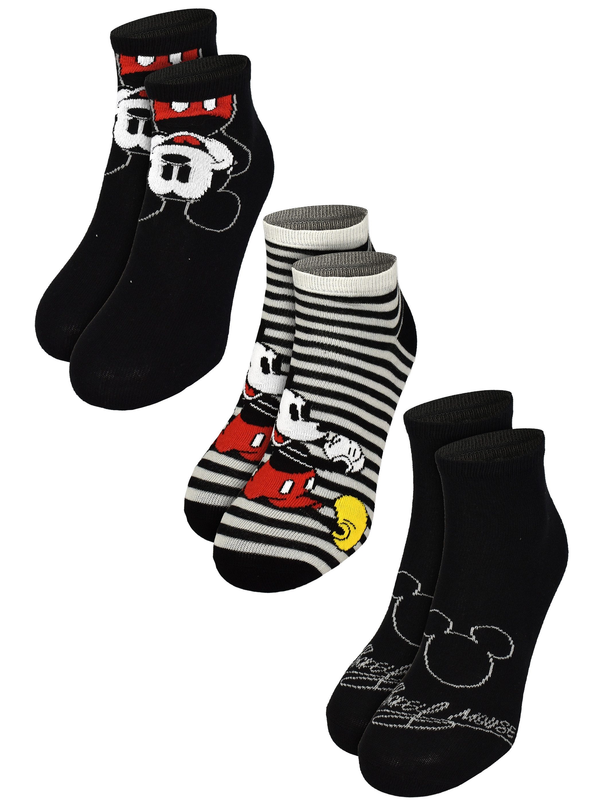 Socken Disney Mickey Mouse Socken Sneaker Strümpfe (3er Pack)