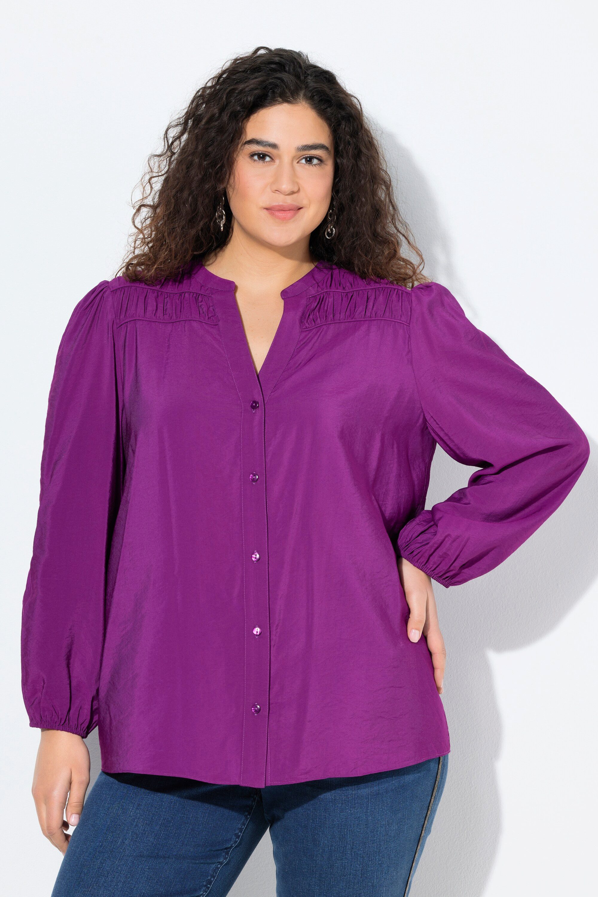 Ulla Popken Longbluse Bluse Zierpasse A-Linie günstig online kaufen