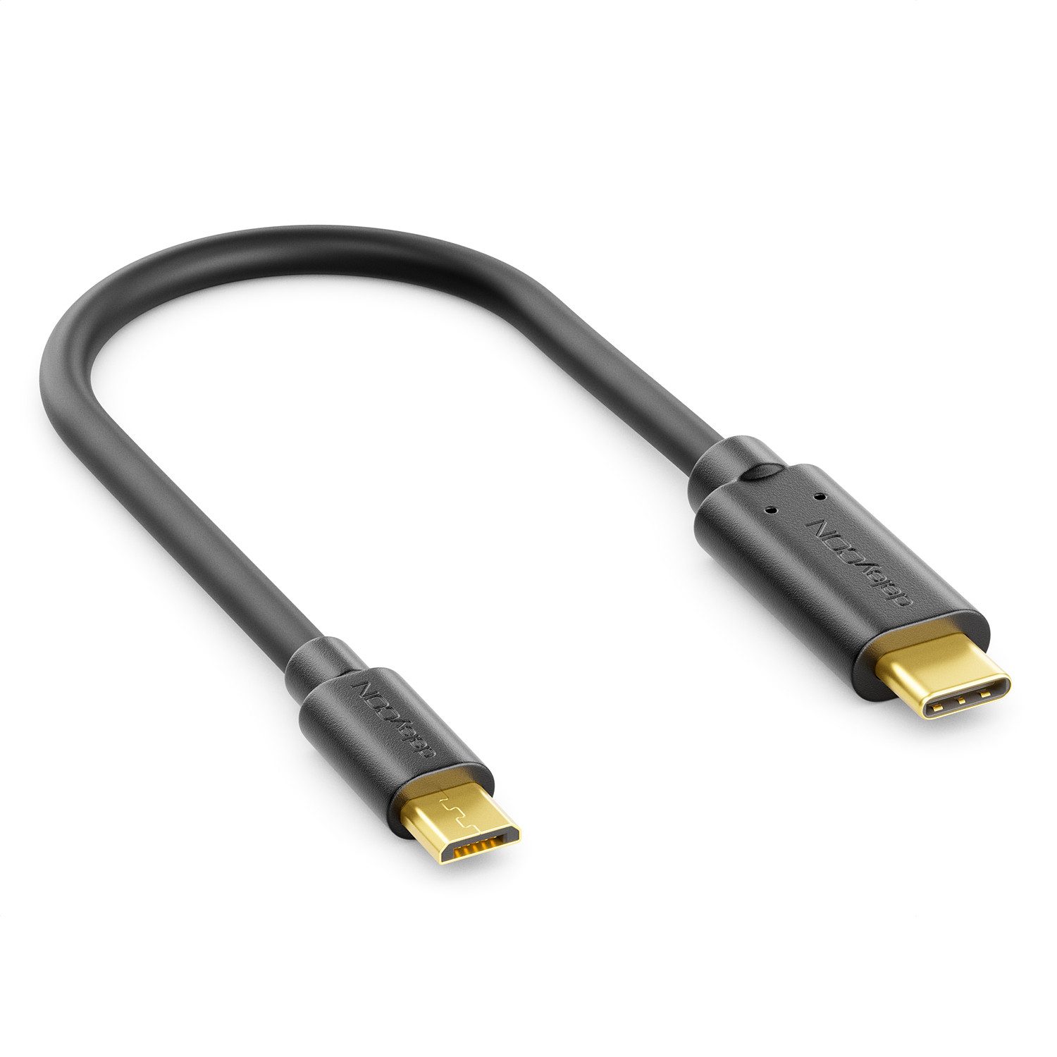 deleyCON deleyCON 0,15m USB C Kabel Datenkabel Ladekabel USB 2.0 micro USB zu USB-Adapter
