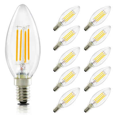 ZMH LED-Leuchtmittel E14 Glühbirne Warmweiß Lampe kerze 4W 2700K Filament Retro, E14, 10 St., 2700k, Augenschutz