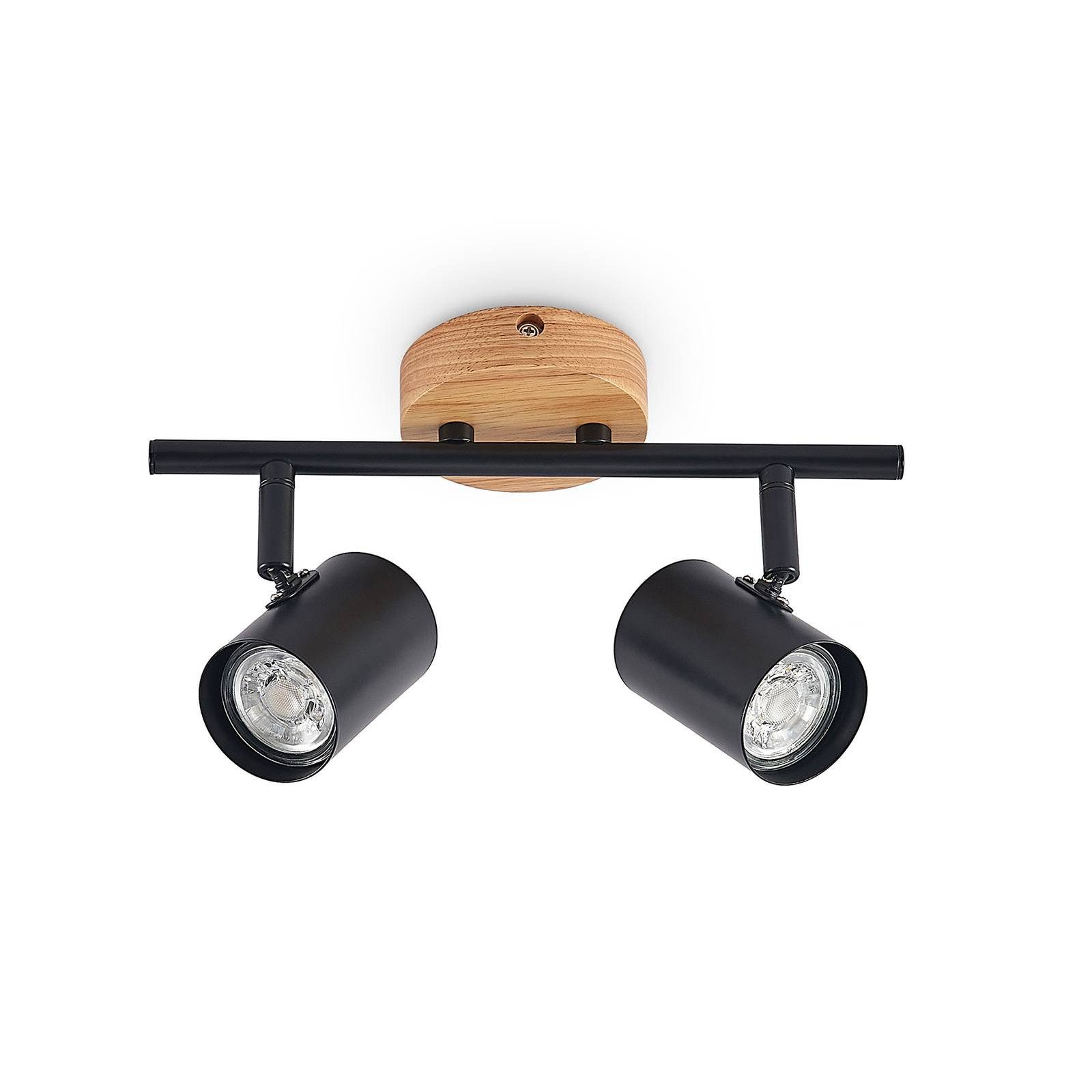 Lindby Deckenleuchten Xiomara, Metall, Schwarz IP20, 2 x 8 W LED günstig online kaufen