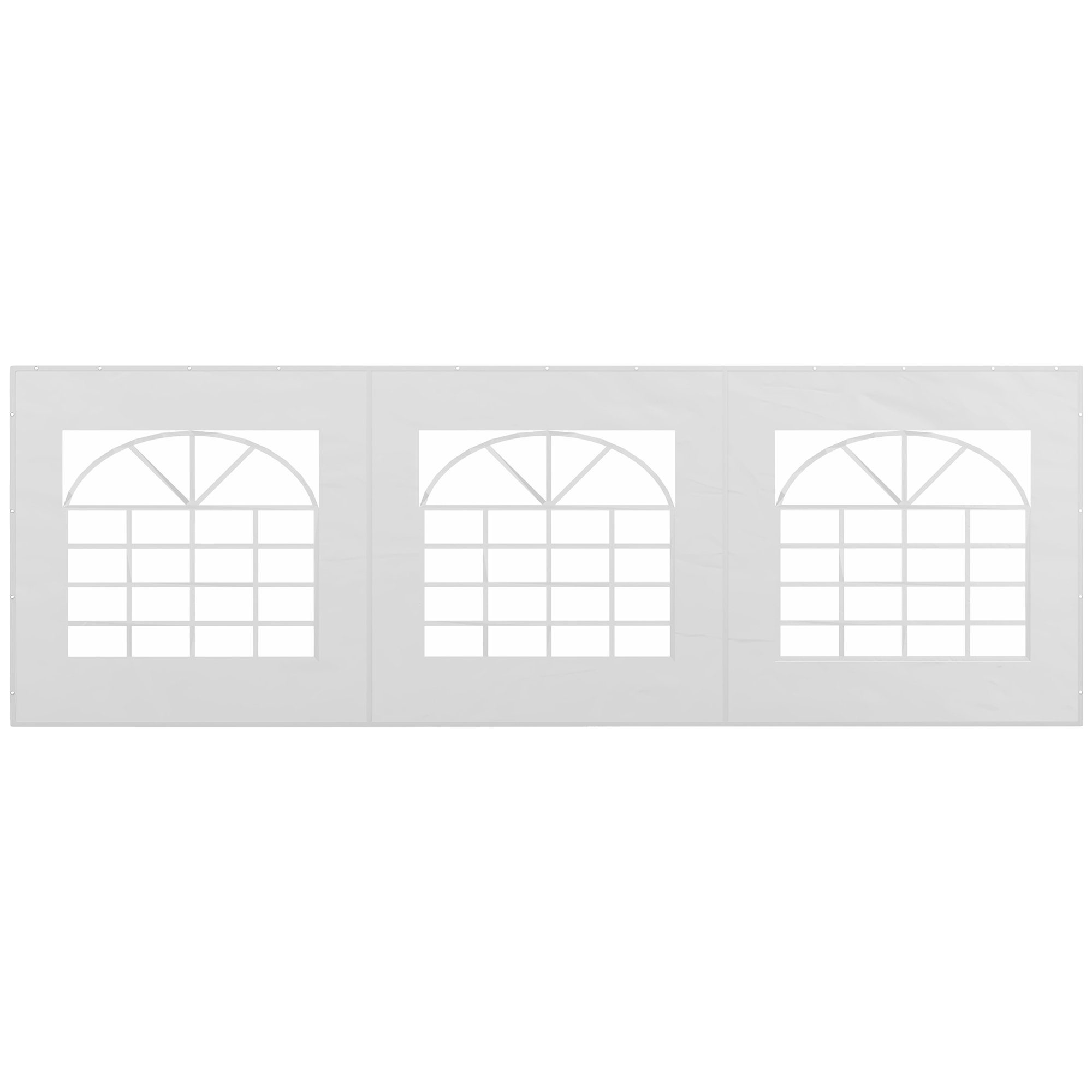 Outsunny Pavillonseitenteil ca. 6 x 2 m Seitenteil mit Fenster, Seitenwand für Pavillon, 597x200 cm, für Partyzelt) Ersatzwand, [1-St. Seitenplane, für Partyzelt, Weiß