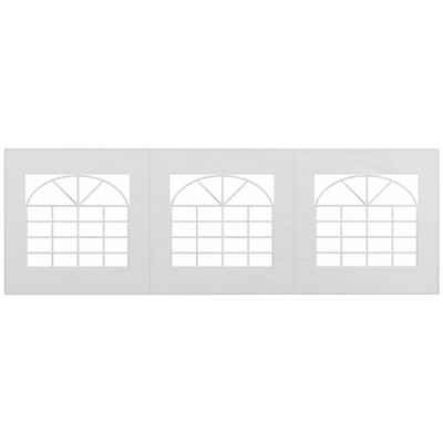 Outsunny Pavillonseitenteil ca. 6 x 2 m Seitenteil mit Fenster, Seitenwand für Pavillon, 597x200 cm, für Partyzelt) Ersatzwand, [1-St. Seitenplane, für Partyzelt, Weiß