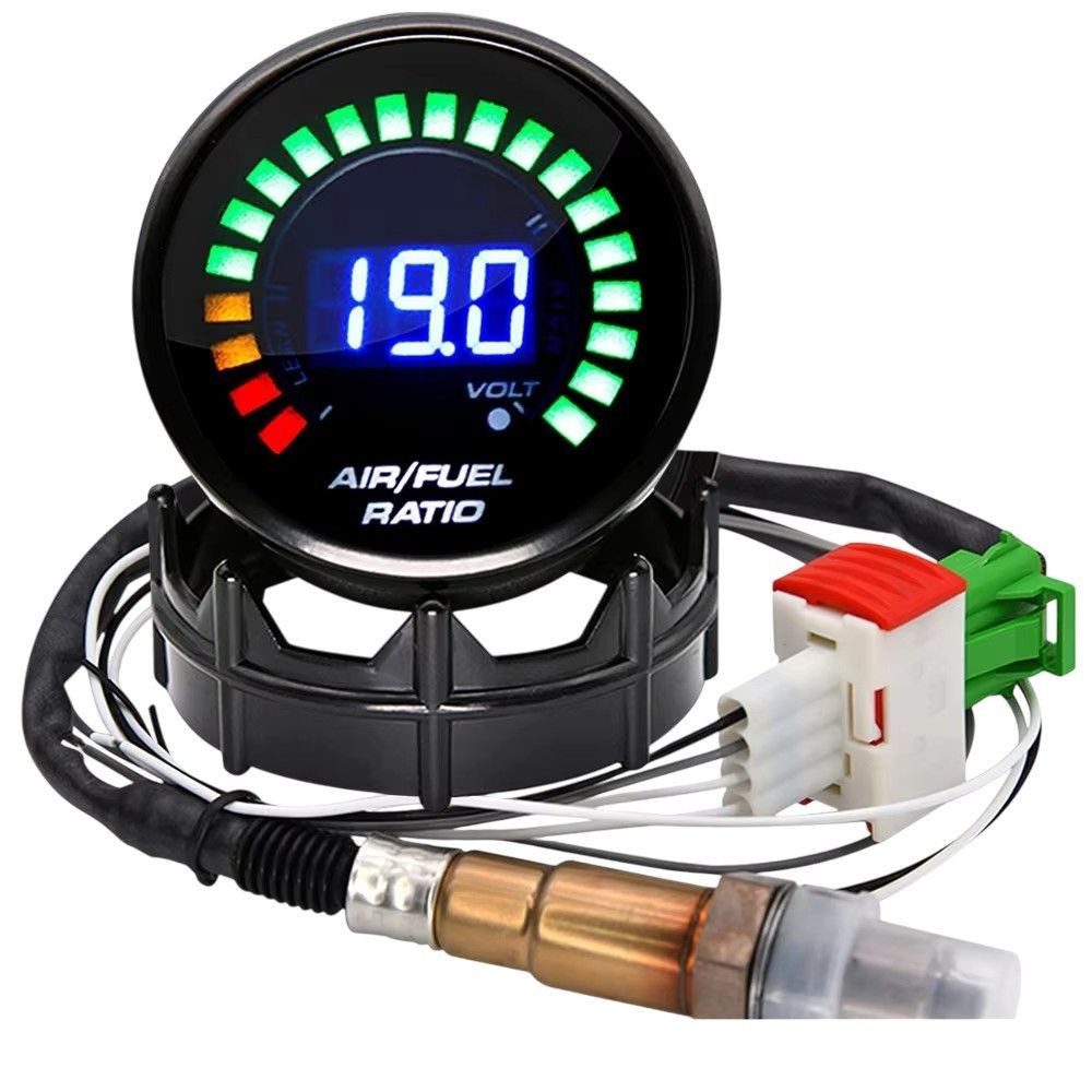 Anzeigegerät AFR Anzeige 52 mm Digital Smoked mit O2 Sensor 12V Benzin DE.