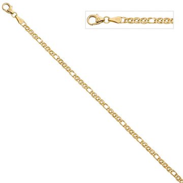 Schmuck Krone Goldarmband 3mm Zwillings-Panzerarmband Armband Armschmuck aus 585 Gold Gelbgold 19cm