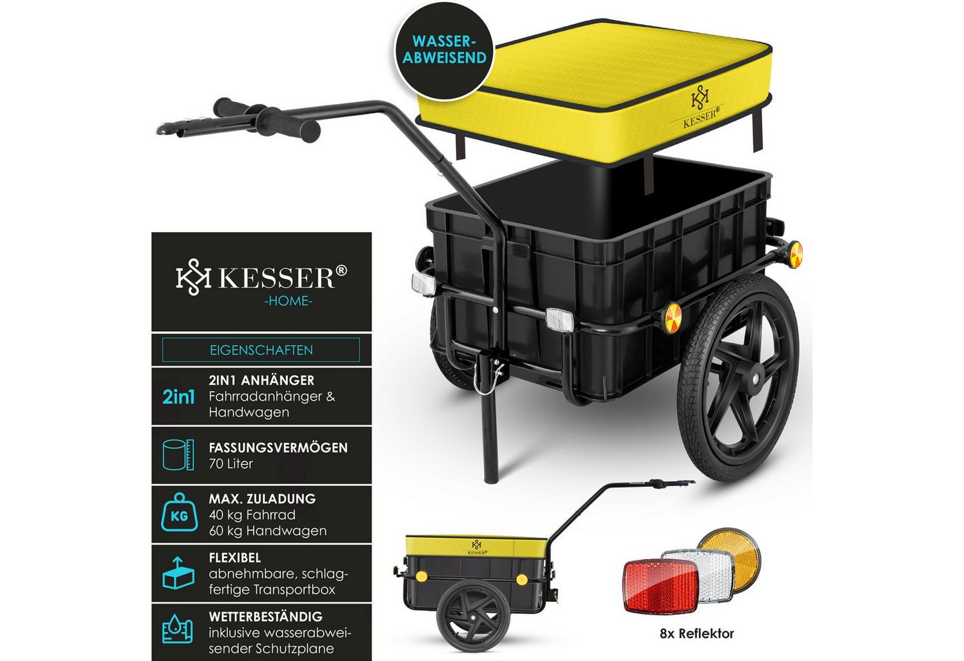 Thumbnail - KESSER Fahrradlastenanhänger, Fahrradanhänger Lastenanhänger Handwagen mit Kupplung