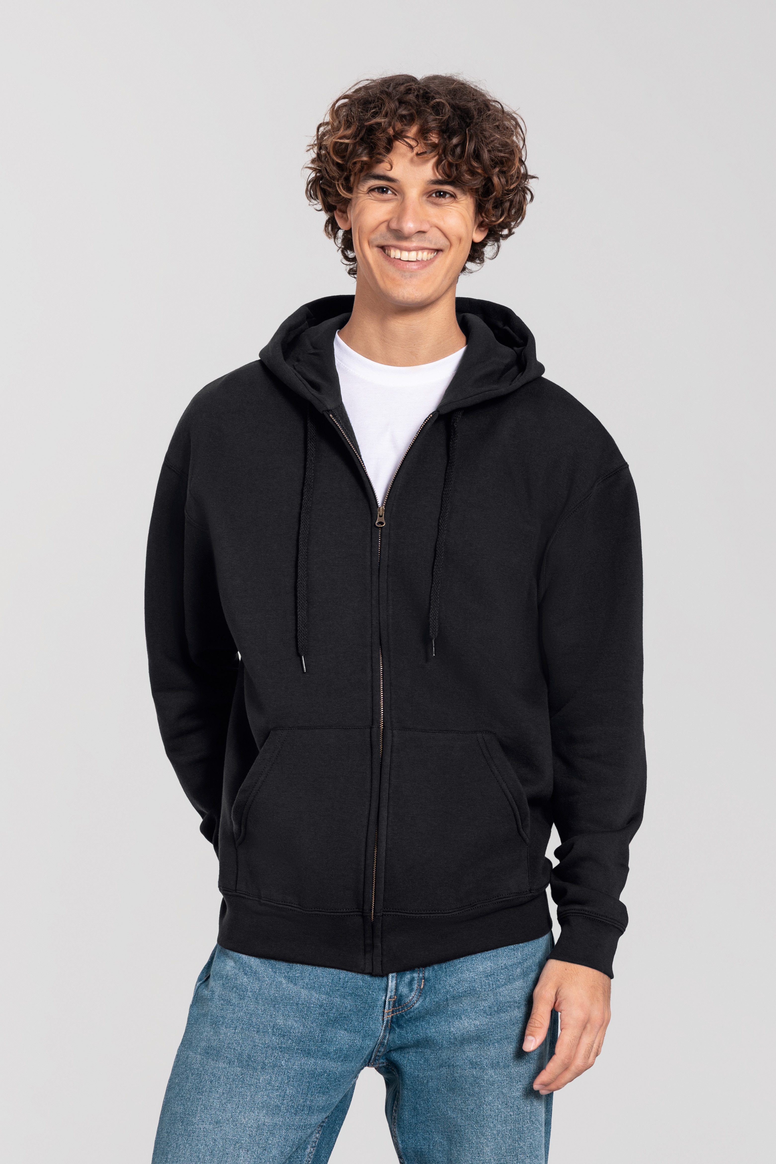 Fruit of the Loom Kapuzensweatjacke Iconic Premium Hooded Sweat Jacket mit Kordelzug, meliert, normal geschnitten