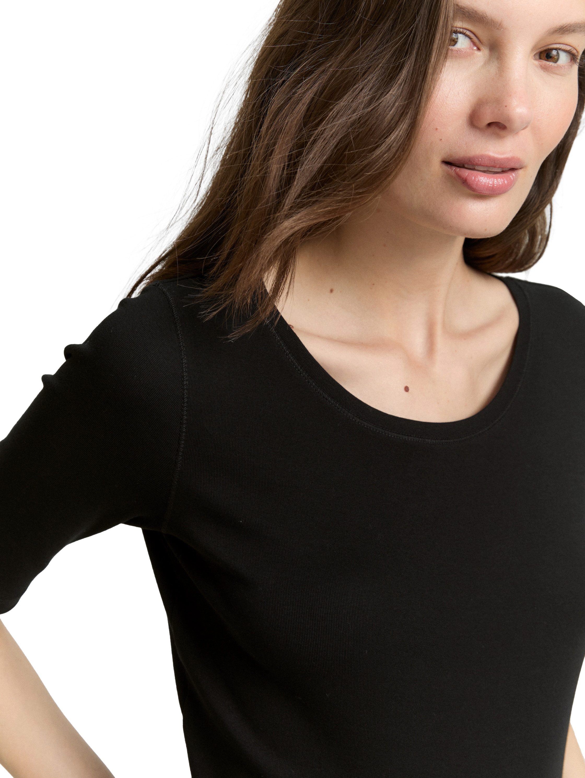 TOM TAILOR T-Shirt mit großem Rundhalsausschnitt