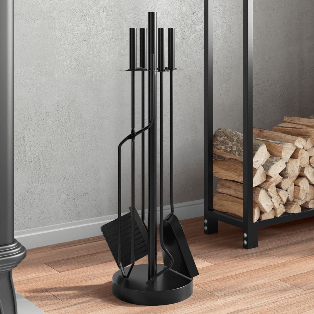 vidaXL Reinigungselement 5-teiliges Kaminbesteck-Set 18 x 66 cm Stahl