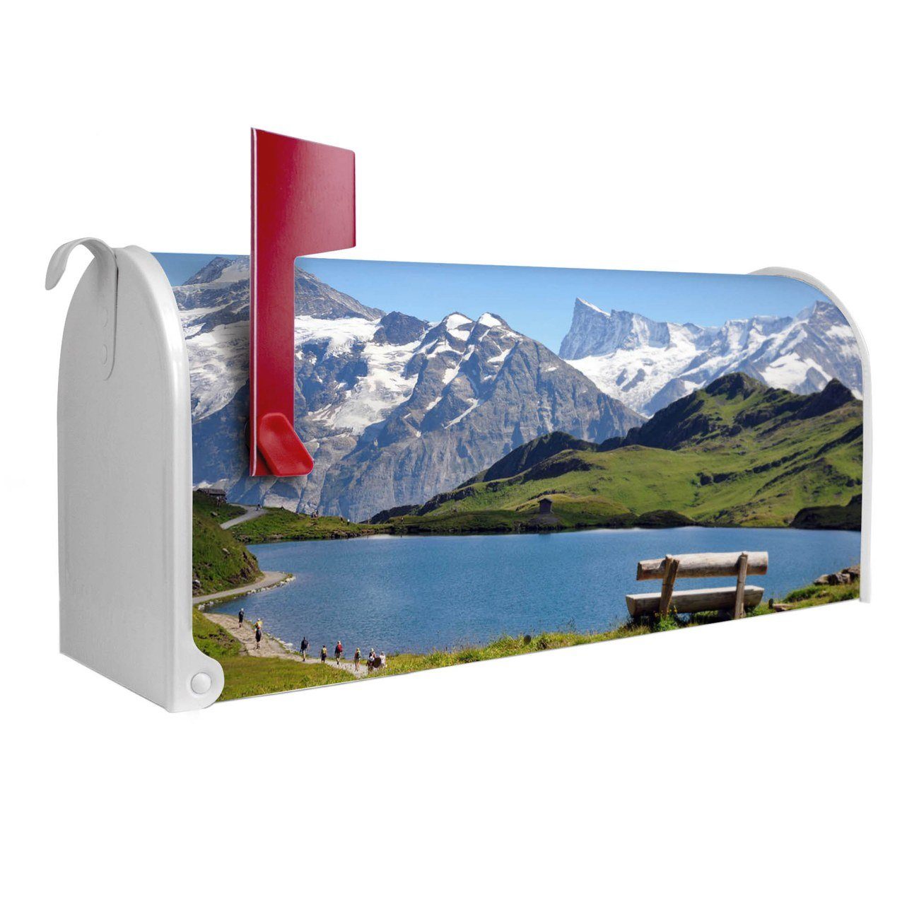 banjado Amerikanischer Briefkasten Mailbox Alpen (Amerikanischer Briefkasten, original aus Mississippi USA), 22 x 17 x 51 cm weiß | Briefkästen