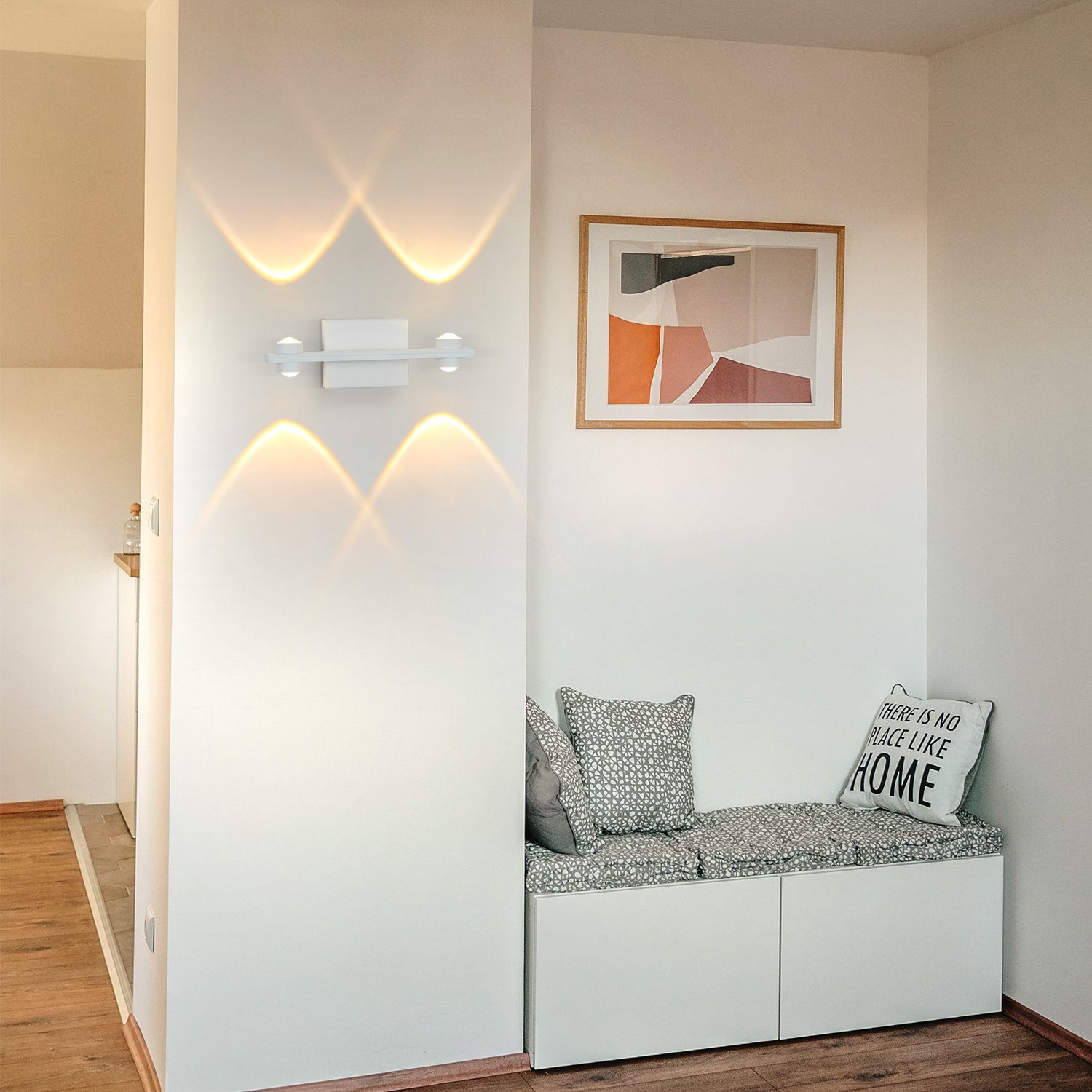 ZMH LED Wandleuchte innen Wohnzimmer Weiß Wandlampe Warmweiss 3000K, Wandbeleuchtung Modern