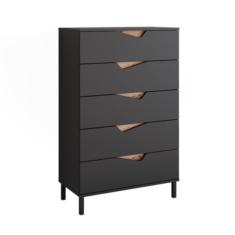 Vicco Kommode Marelle, Anthrazit/Artisan-Eiche, 76 x 120 cm mit 5 Schubladen (1 St)