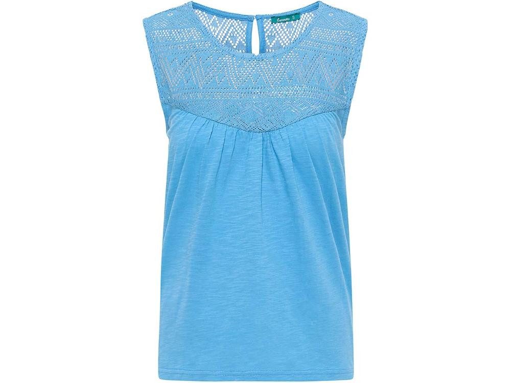 Tranquillo Tanktop tranquillo Bio-Damen-Top mit semi-transparenter Sp
