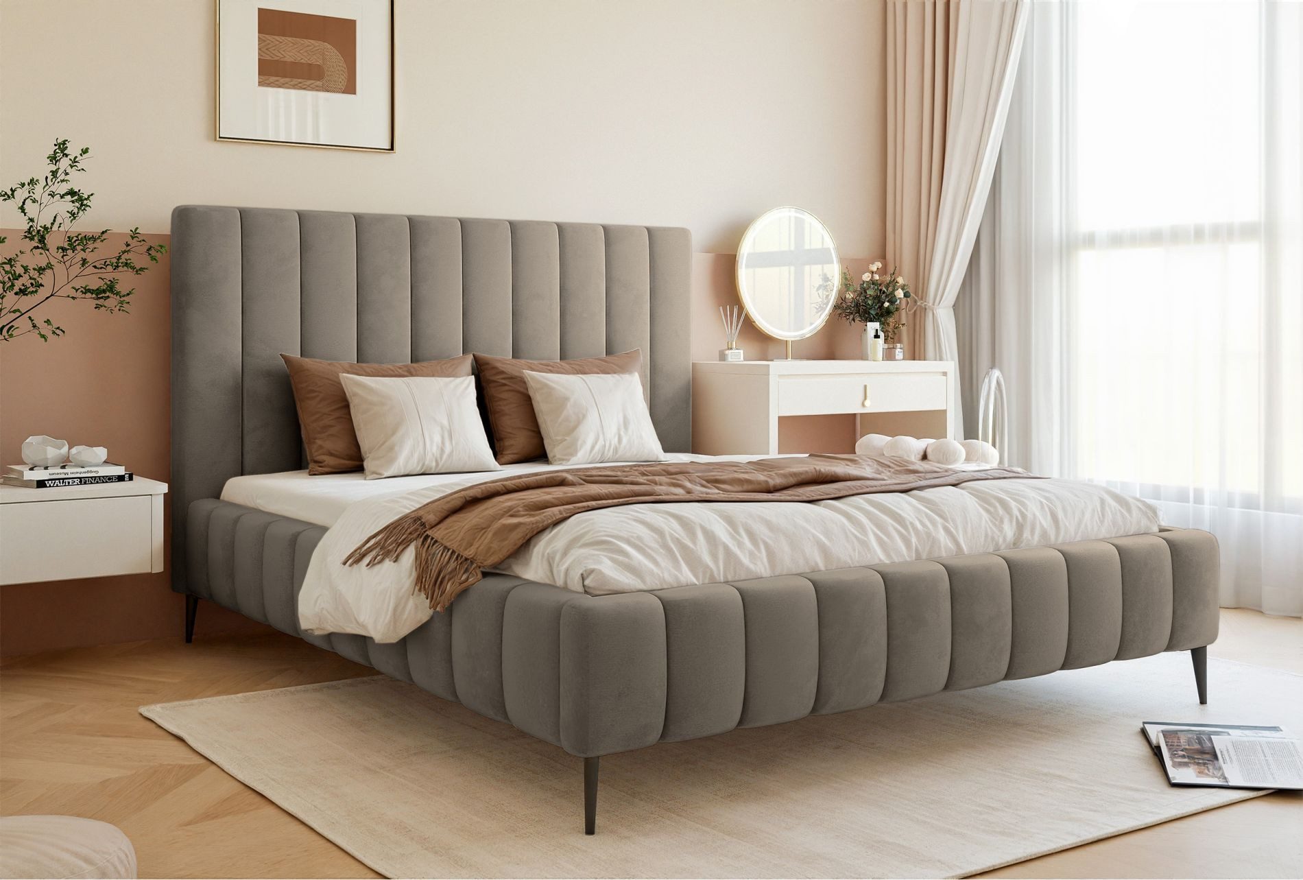 Selsey Polsterbett FIARRO, Bett mit Polsterrahmen, Kopfteil, Bettkasten 140 günstig online kaufen