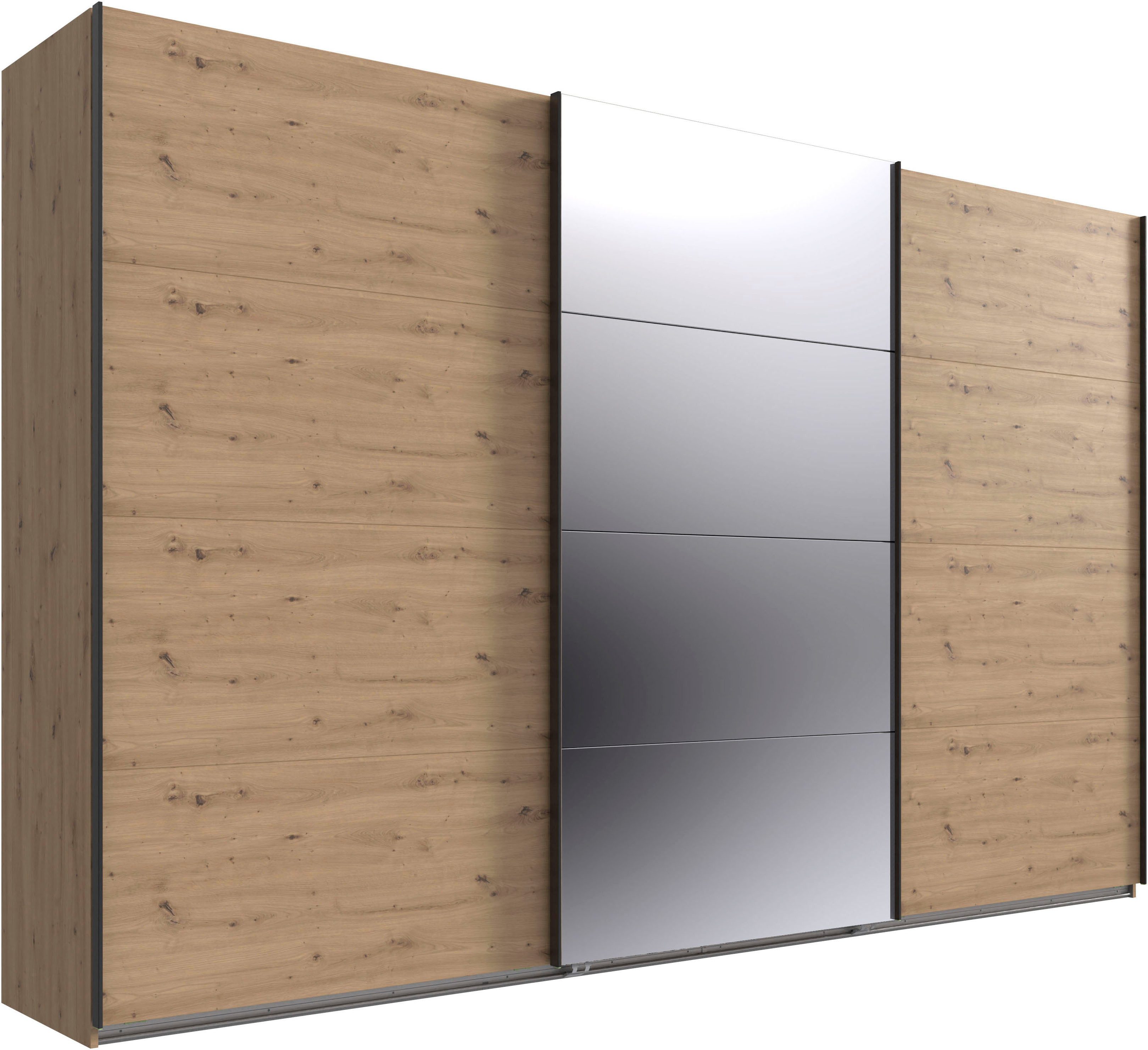 Wimex Kleiderschrank Mugano, Made in Germany, Lieferung bis in Deine Etage und Stellort (wähle Deine Ausstattung: Basic oder Premium) 3 Schwebetüren, große Größen, mit oder ohne Spiegel, Metallgriffe