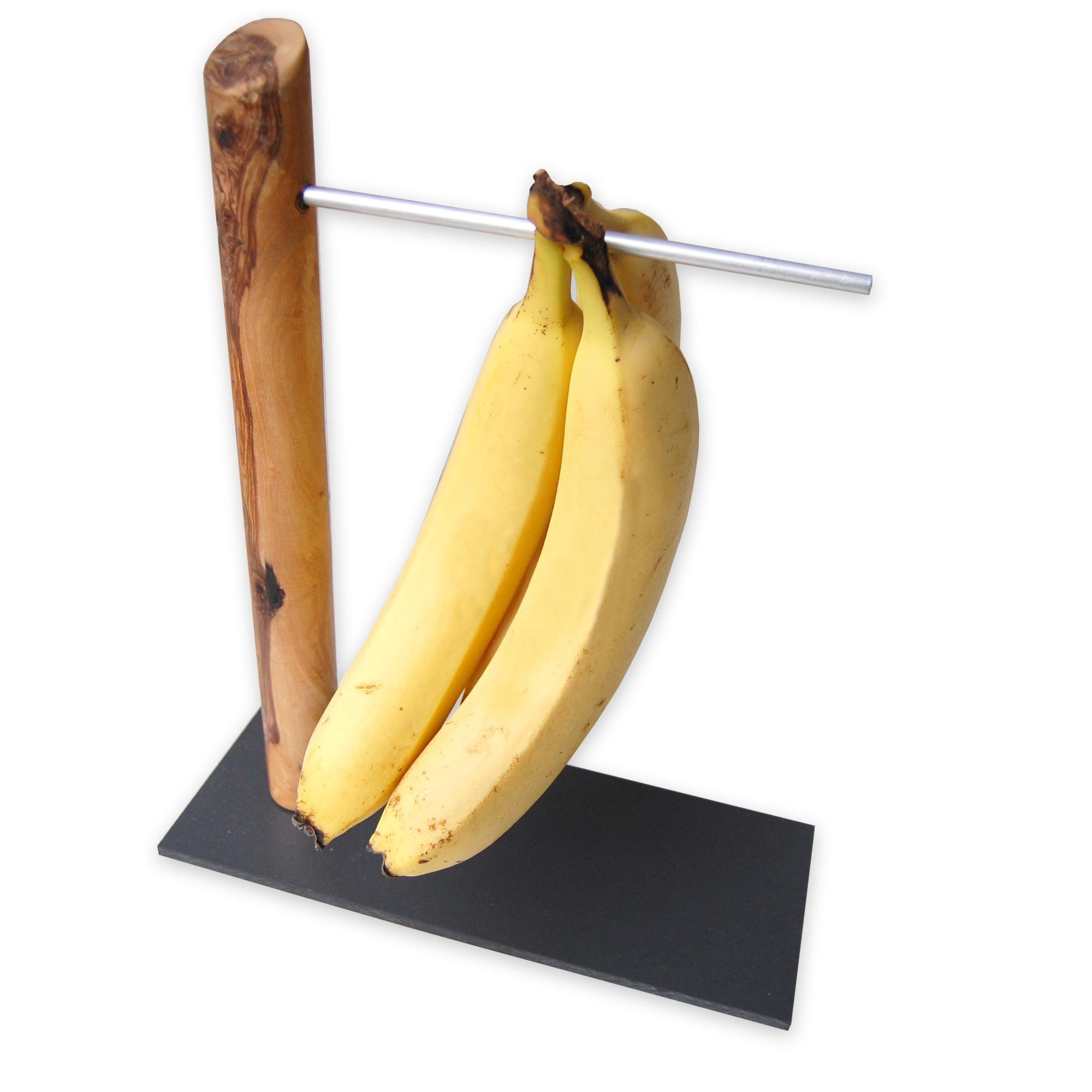 Olivenholz-erleben Obstschale Bananenhalter / Weintraubenhalter aus echtem Olivenholz, Olivenholz, (1-tlg), schonende Aufbewahrung, verhindert Druckstellen und fördert Nachreifen