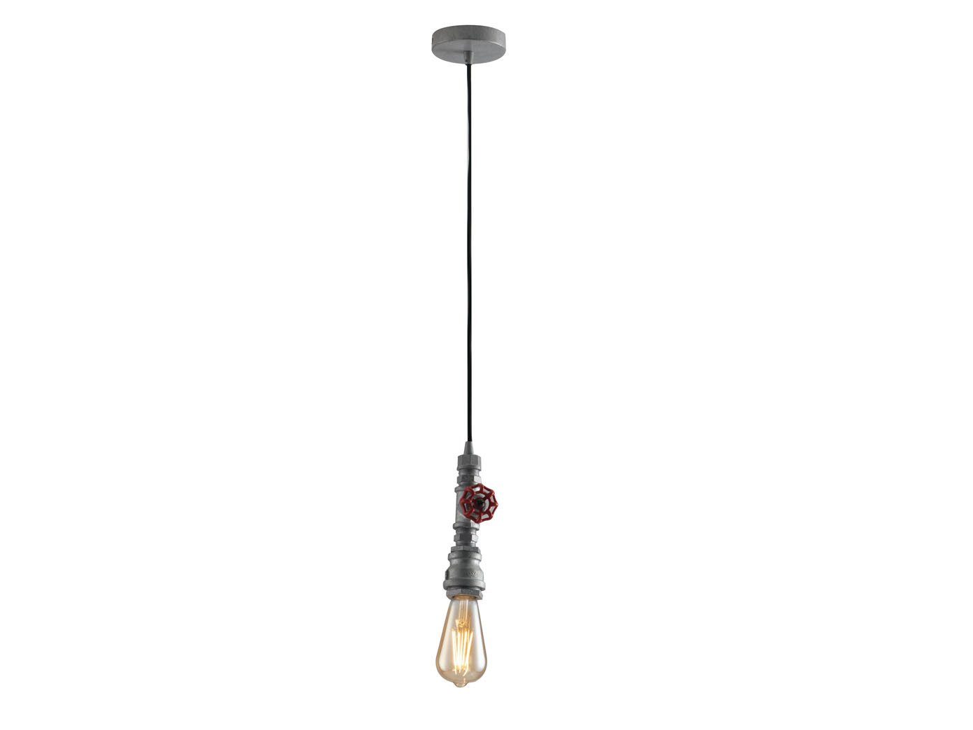 Luce Ambiente Design LED Pendelleuchte, LED wechselbar, warmweiß, klein-e Industrie-design Rohr Lampe über Esstisch hängend, Grau 120cm