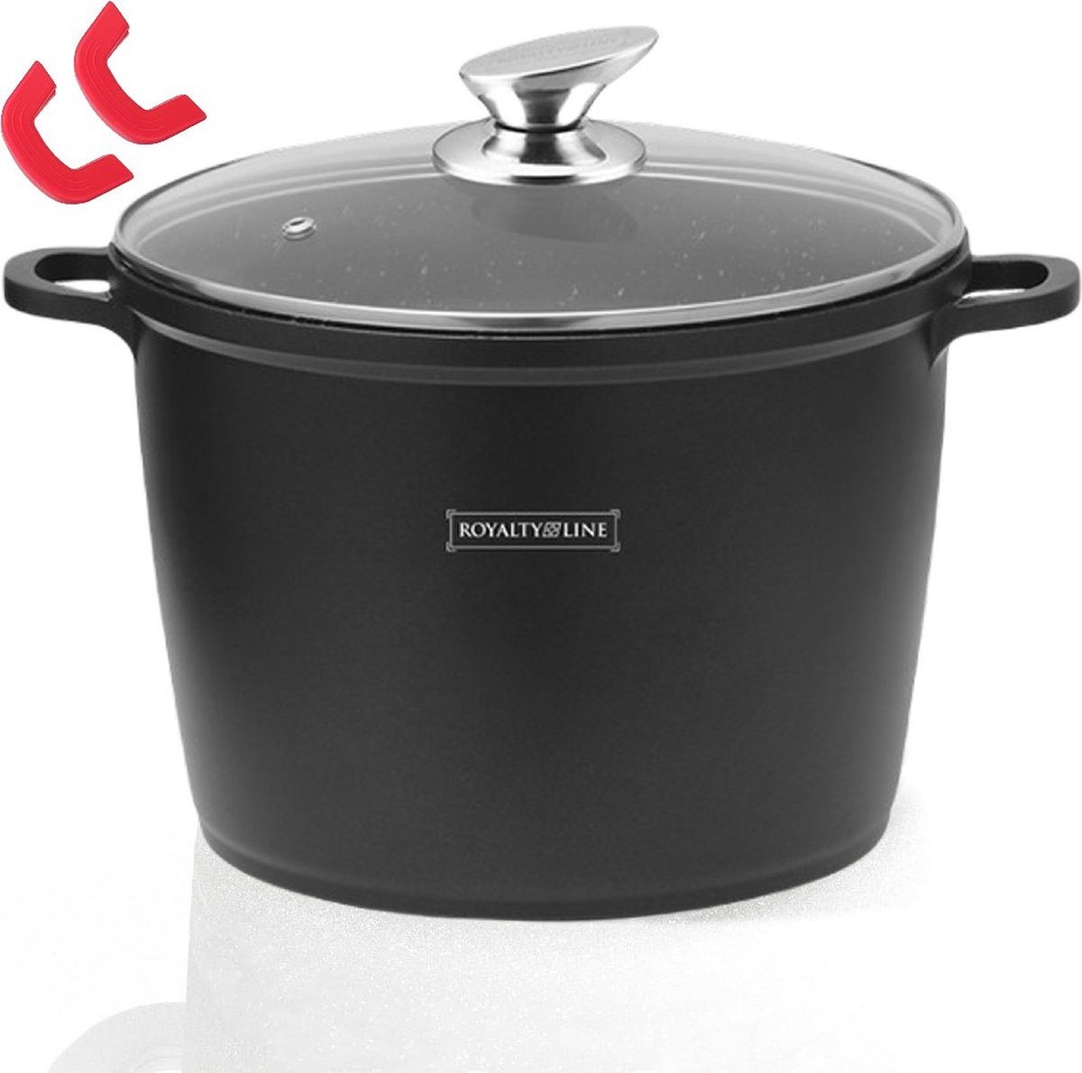 Royalty Line Kasserolle AD24M Soeppan Induktion Ø 24 cm / 7 l, Aluminium (2-tlg), Induktion, Glasdeckel, keramische Antihaftbeschichtung, abnehmbarer Gr