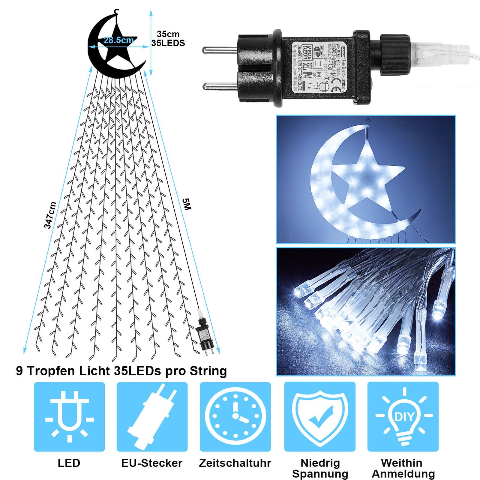 MUPOO LED-Lichterkette LED Lichterkette 350 LEDs Weihnachtsbeleuchtung Auss günstig online kaufen