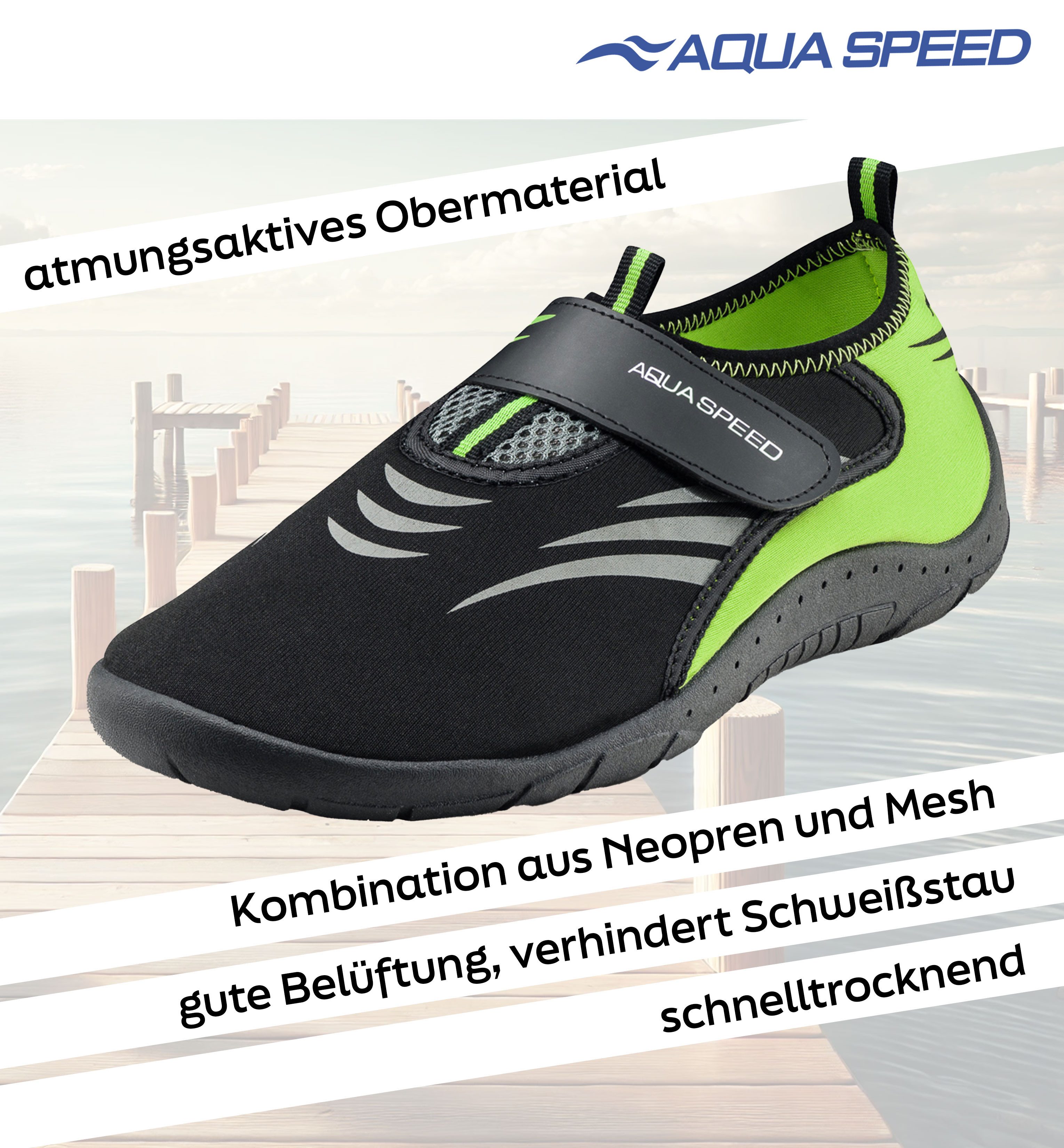 Aqua Speed Damen Bade-Sneaker Gr. 41 – ergonomisch & trittsicher Wasserschuh (Preiswert & funktional – top für spontane Trips) Rutschfest bei Nässe – Auch auf Fliesen und Stegen geeignet