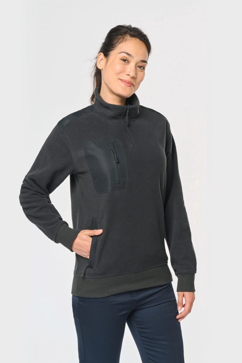 WK. Designed To Work Sweatshirt Umweltfreundlicher Fleecepullover mit Reißverschlusskragen