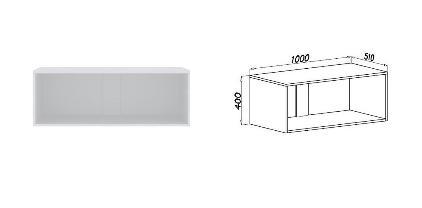 Marmex Möbel Aufsatzschrank TRES 01/1NB moderner offener Kleiderschrank mit Kleiderstangen (2-St) Modulschränke, begehbarer Kleiderschrank