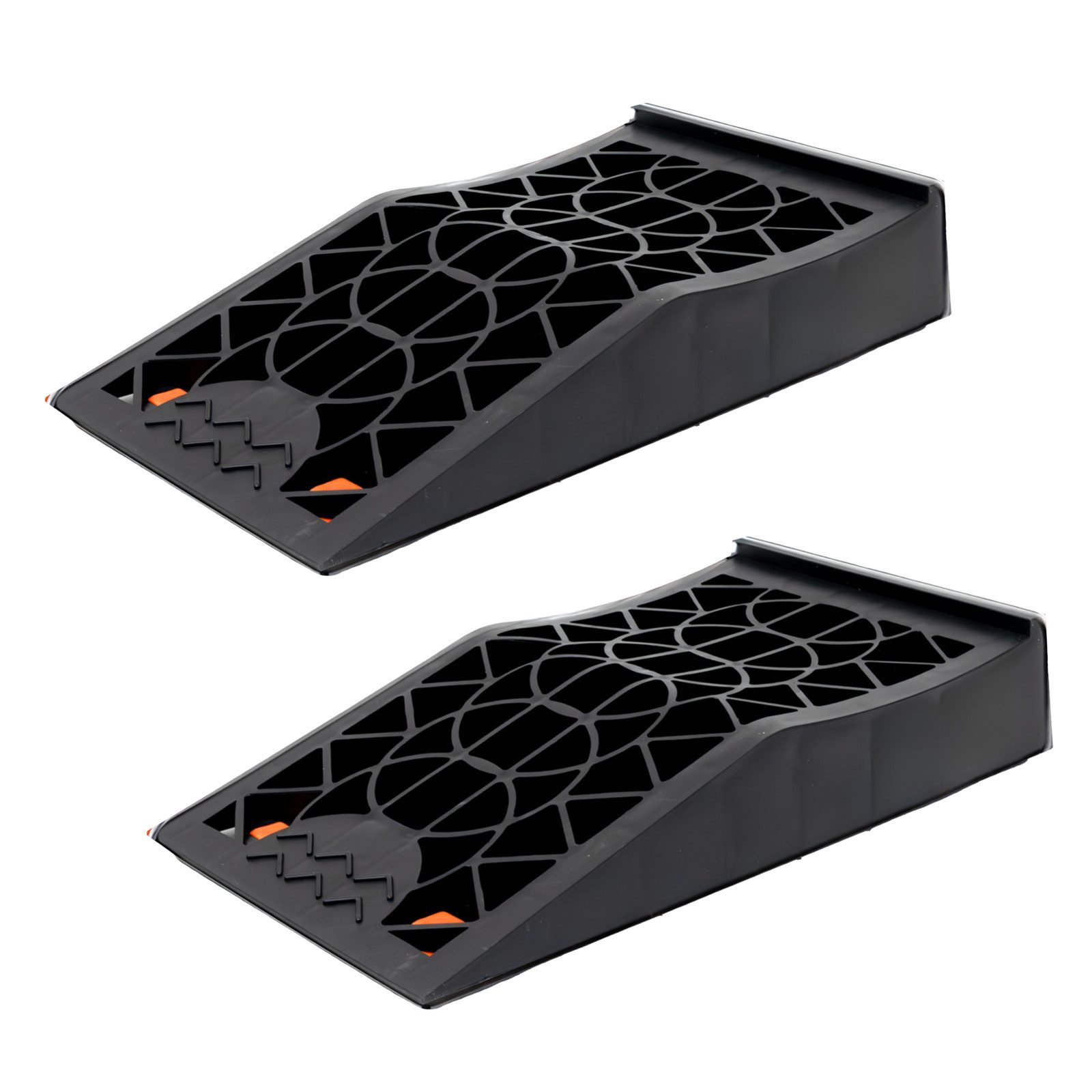 TRUTZHOLM Auffahrrampe 2 x Auffahrkeil mit Überfahrstopper 42 x 23 x 8 cm 5 t Stufenkeil (einfach zu transportieren), Hohe Tragkraft, Rutschfeste Oberfläche