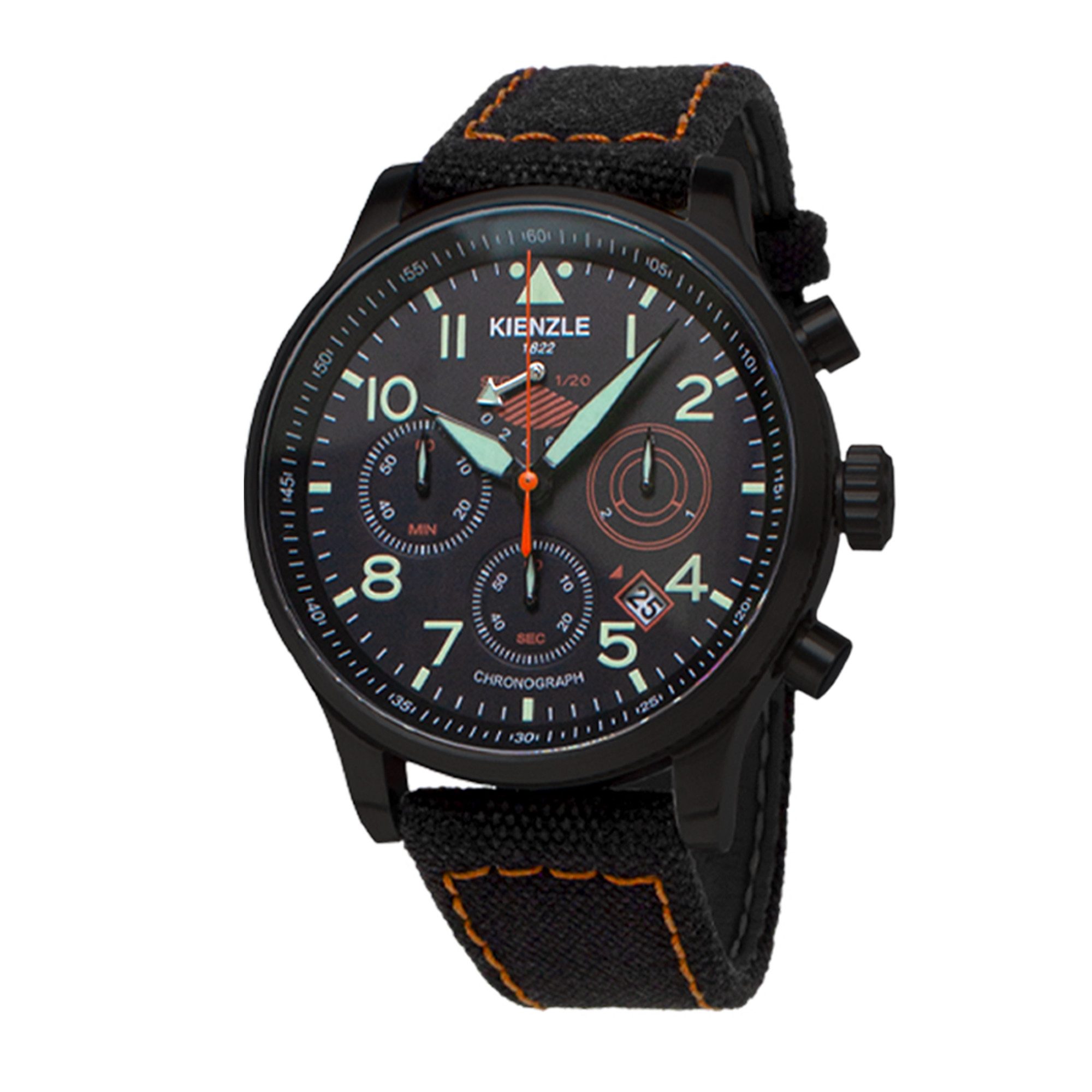 Kienzle Quarzuhr REISEN Quarz Chrono Armbanduhr schwarz-orange