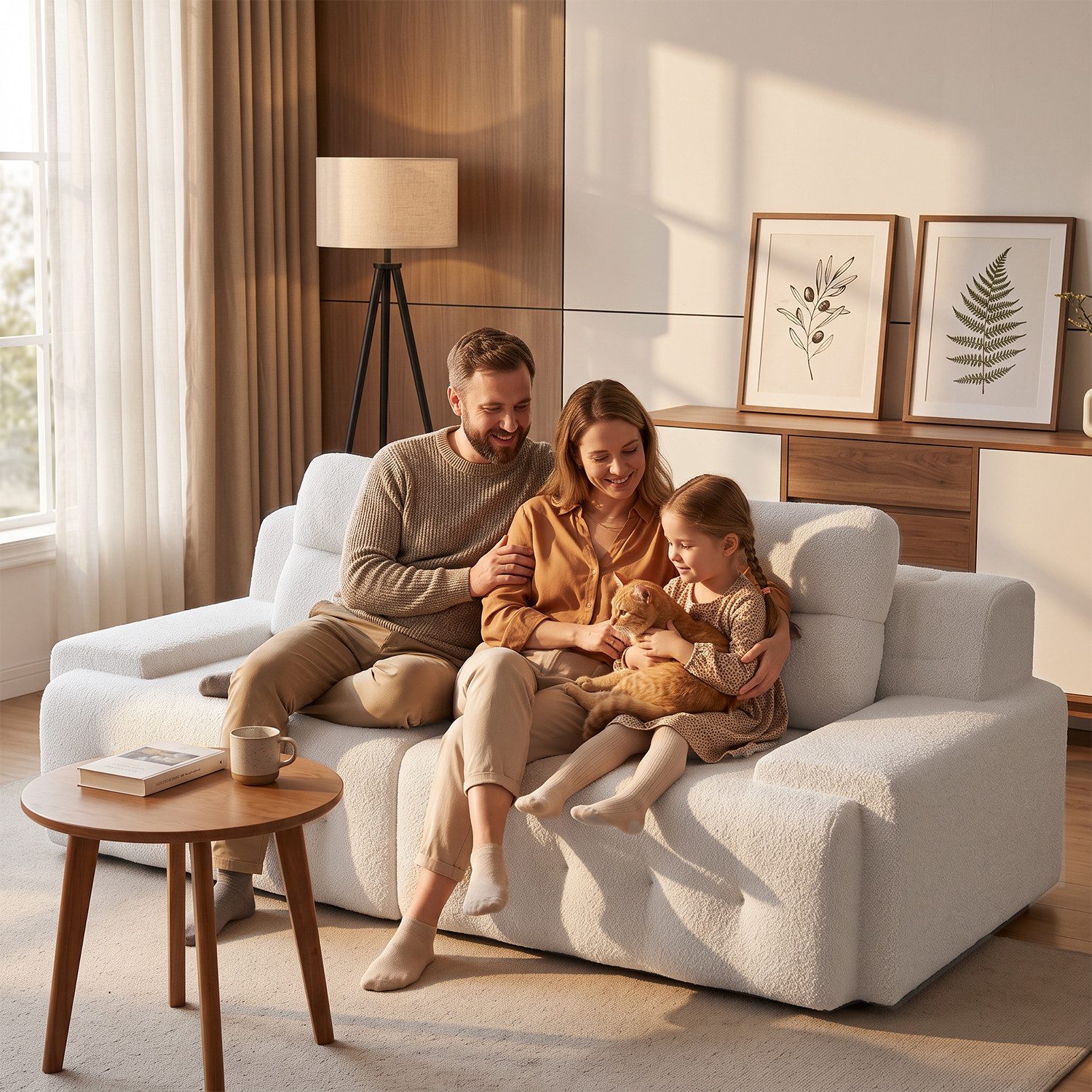 GUNJI Big-Sofa Teddy Lounge Sofa im Wolken-Design, Großes Polstersofa mit 2 großen Kissen, tiefer Sitzfläche und vakuumverpackter Lieferung – Bild 4 von 5
