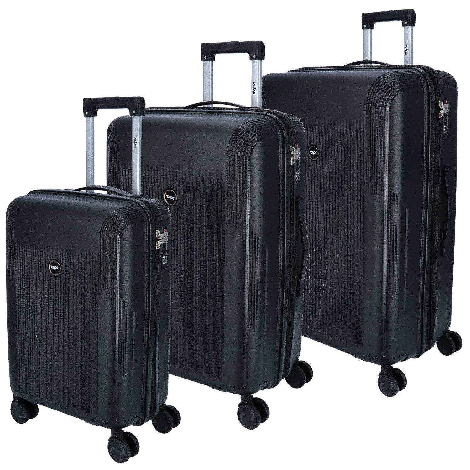 Koffer DYX 4 Rollen Trolley 3er Set S/M/L Palermo schwarz