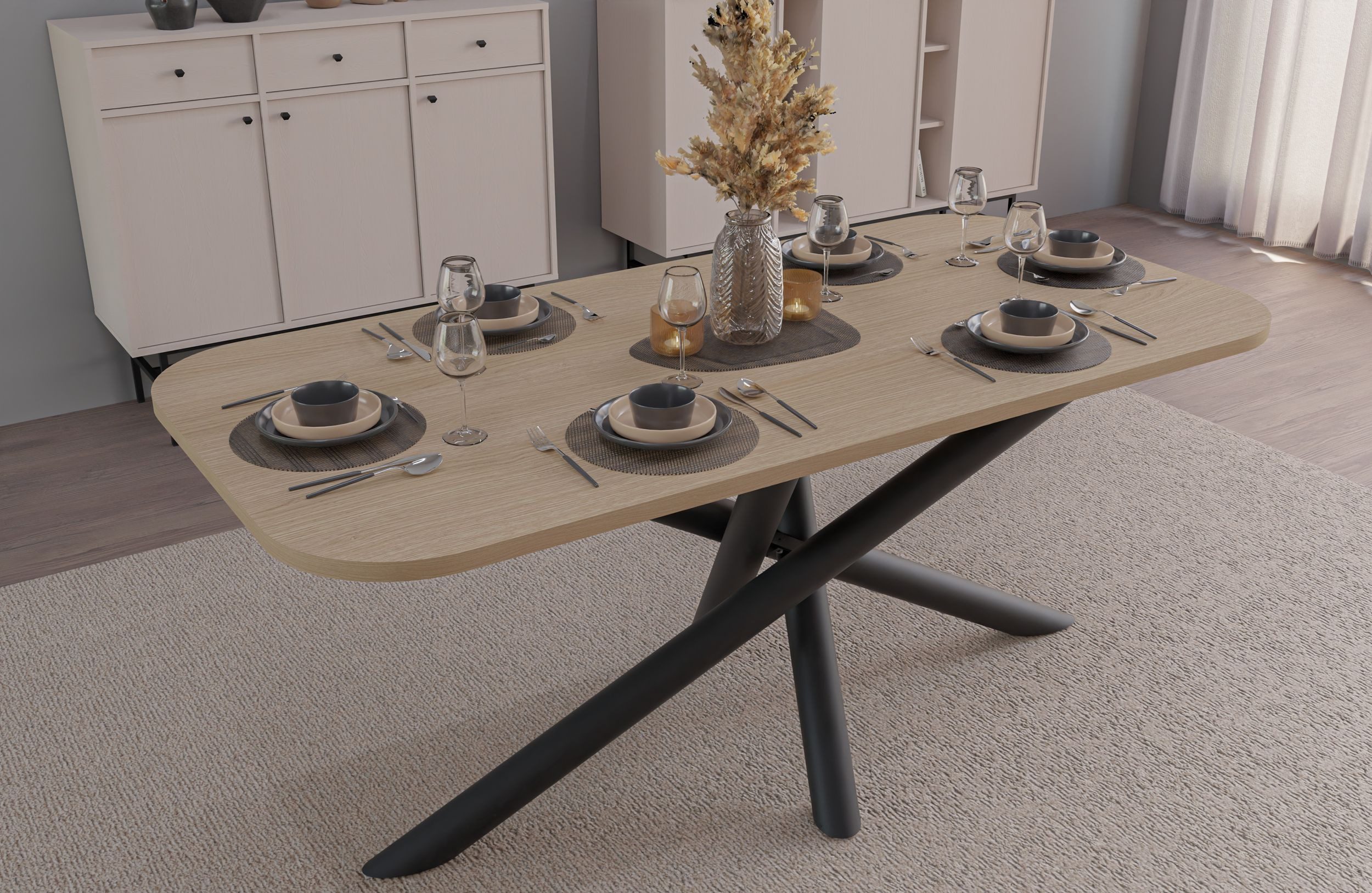 Küchen-Preisbombe Esstisch Oslo Esstisch Tisch 185x90 cm Wohnzimmer Esszimmer Spider Gestell