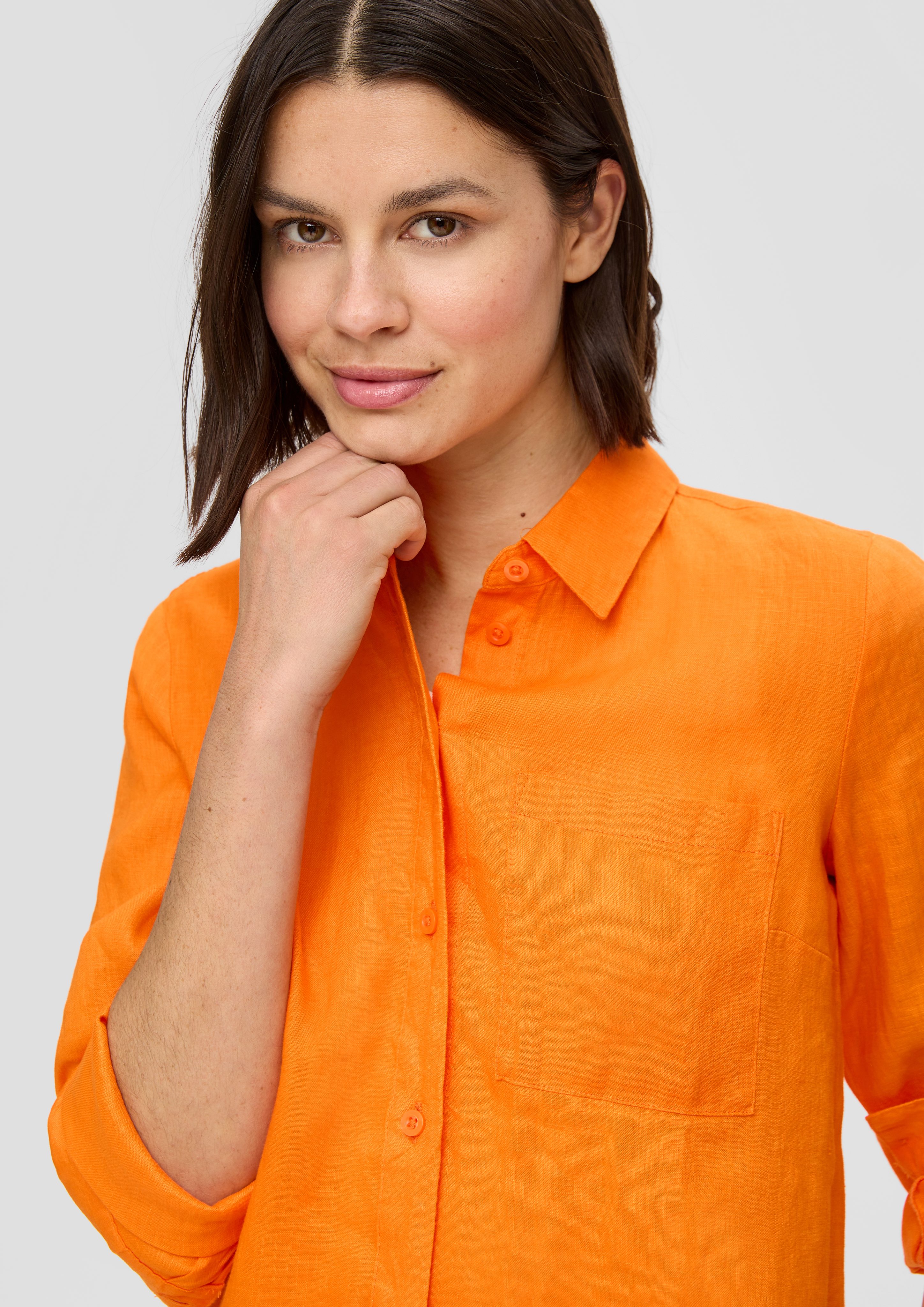 s.Oliver Langarmbluse Lange Hemdbluse aus Leinen günstig online kaufen